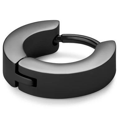 Huggie | 6 mm Sort Flat Hoop Ørering av Rustfritt Stål Huggie | 6 mm Sort Flat Hoop Ørering av Rustfritt Stål