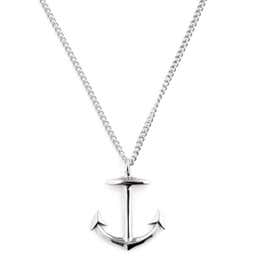 Iconic | Silver-Tone Stainless Steel Anchor Curb Chain Necklace