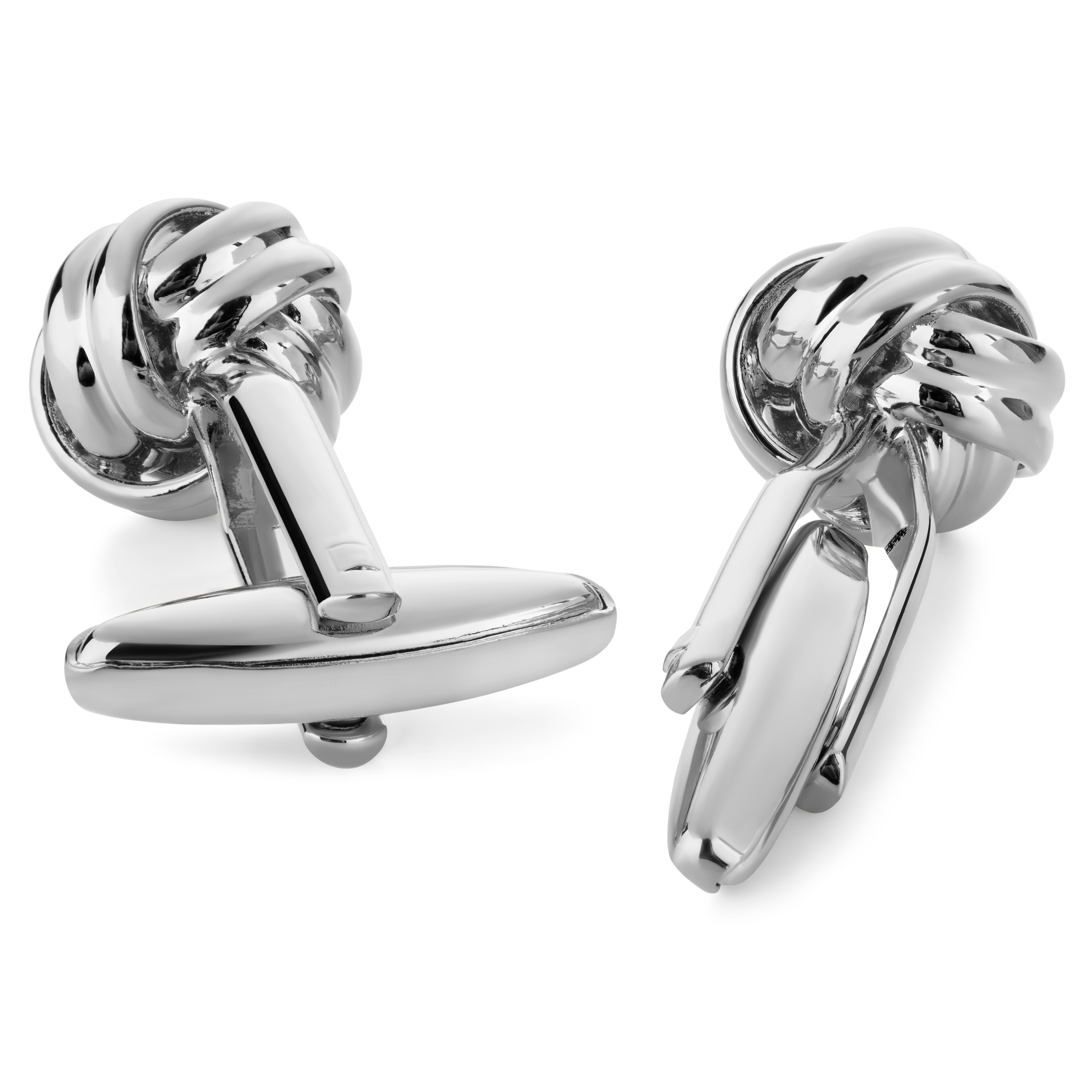 Копчета за ръкавели на възел в сребрист цвят - 2