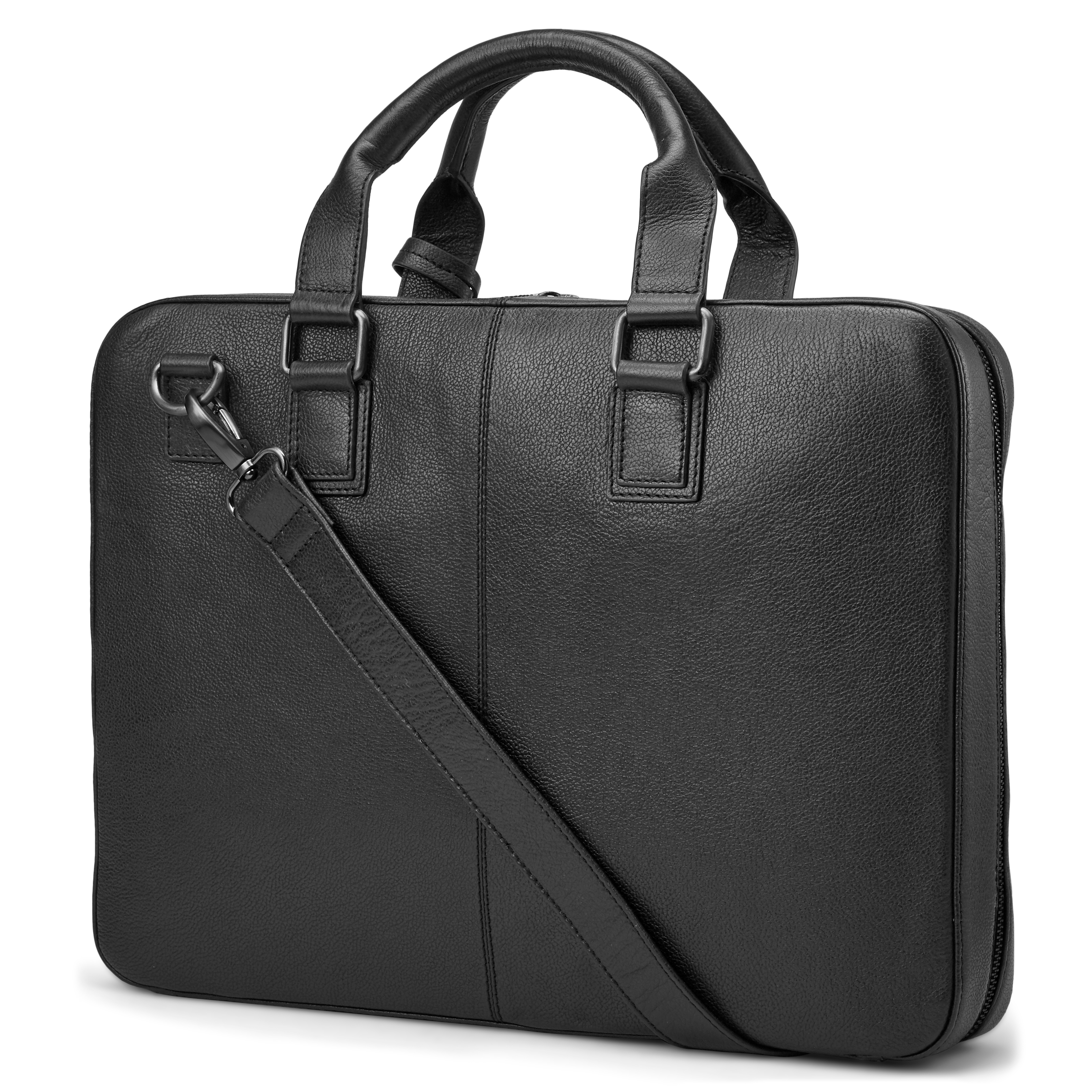 Scott Black Leather Laptop Briefcase  - 2