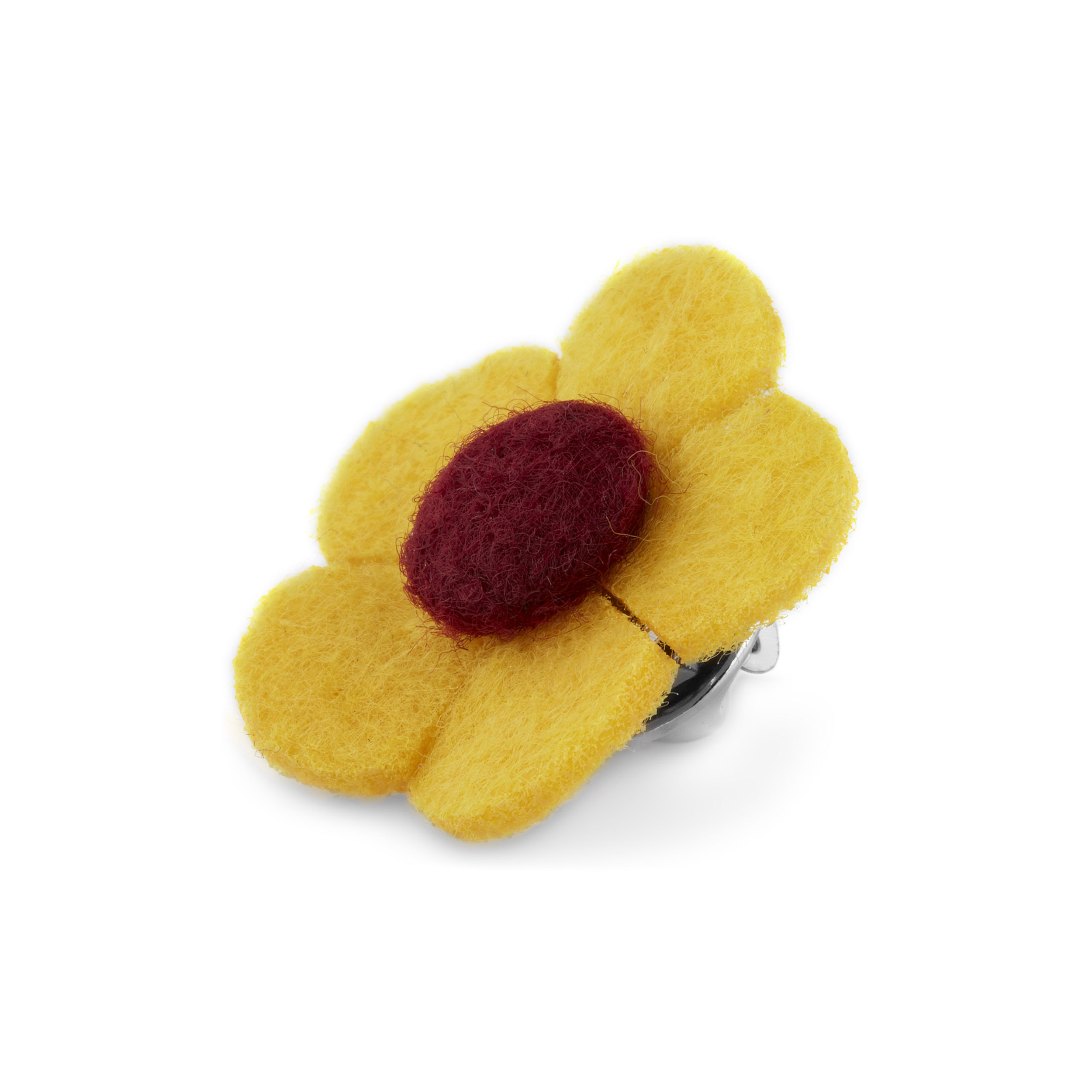 Yellow & Red Felt Flower Lapel Pin - 2