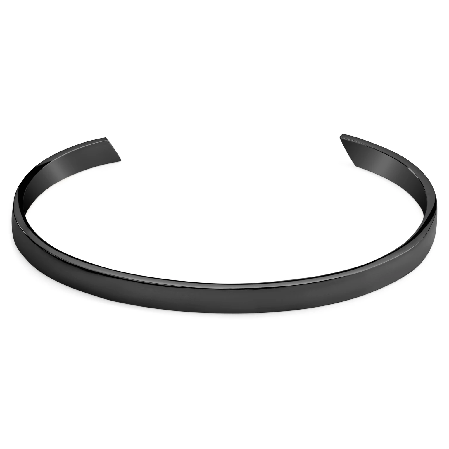 Bracciale rigido regolabile in acciaio inossidabile con finitura nera lucida da 5 mm Bracciale rigido regolabile in acciaio inossidabile con finitura nera lucida da 5 mm