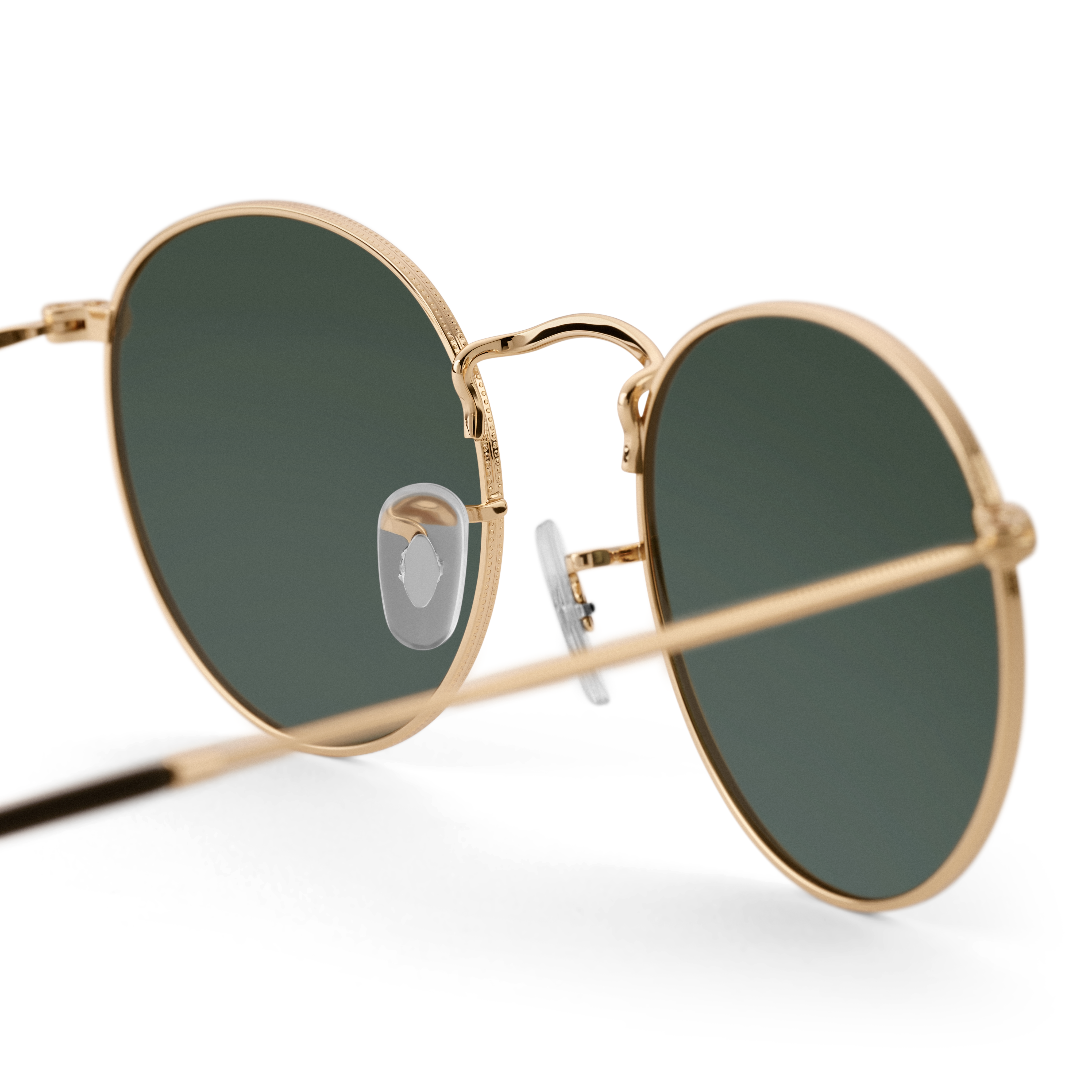 Поляризирани кръгли очила от хирургична стомана със златисто покритие и зелени стъкла - 6