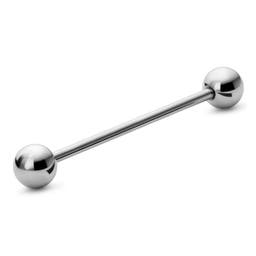 1 1/2" (38 mm) Silver-Tone Straight Ball-Tipped Surgical Steel Industrial Barbell