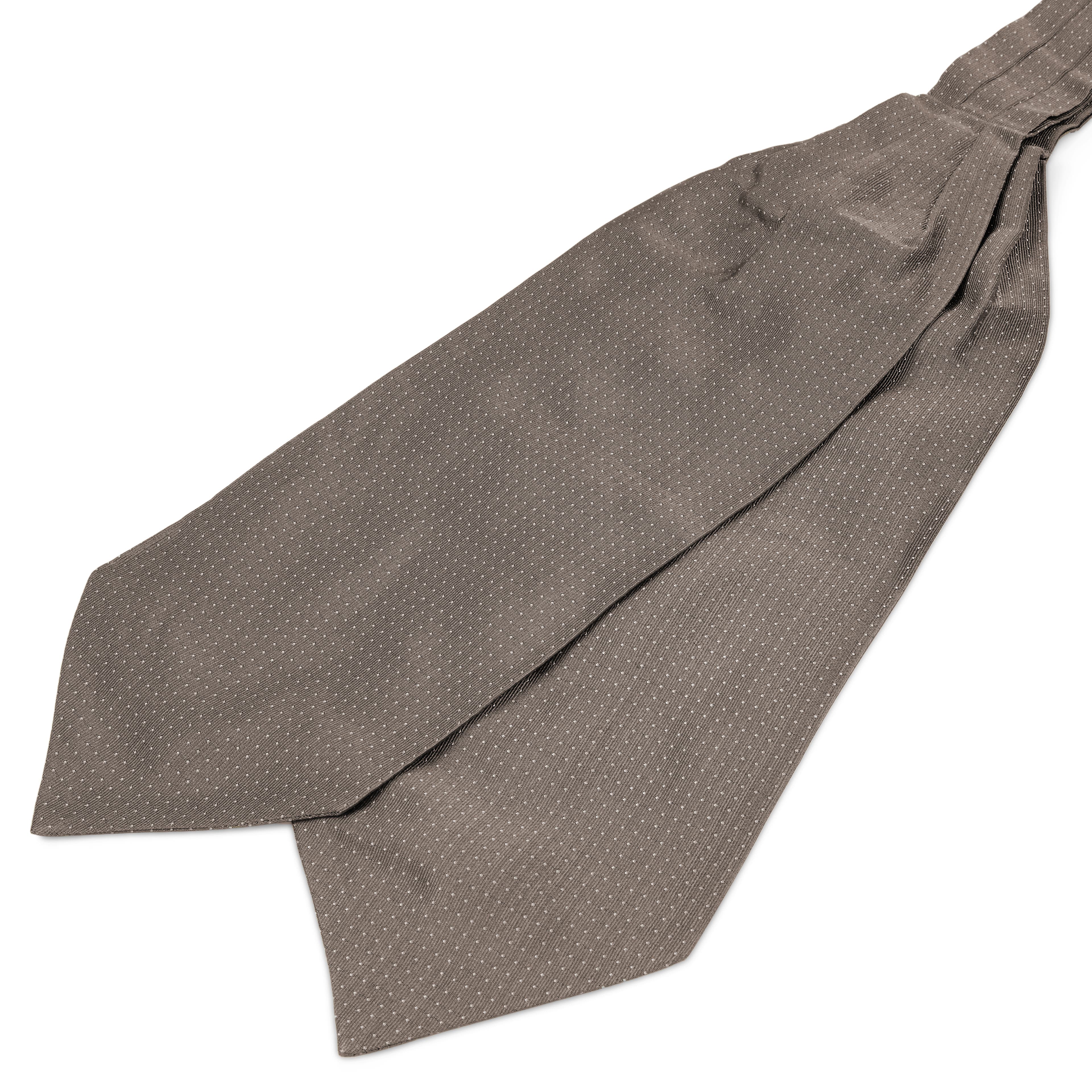 Beige Silkekravat med Hvide Prikker Beige Silkekravat med Hvide Prikker