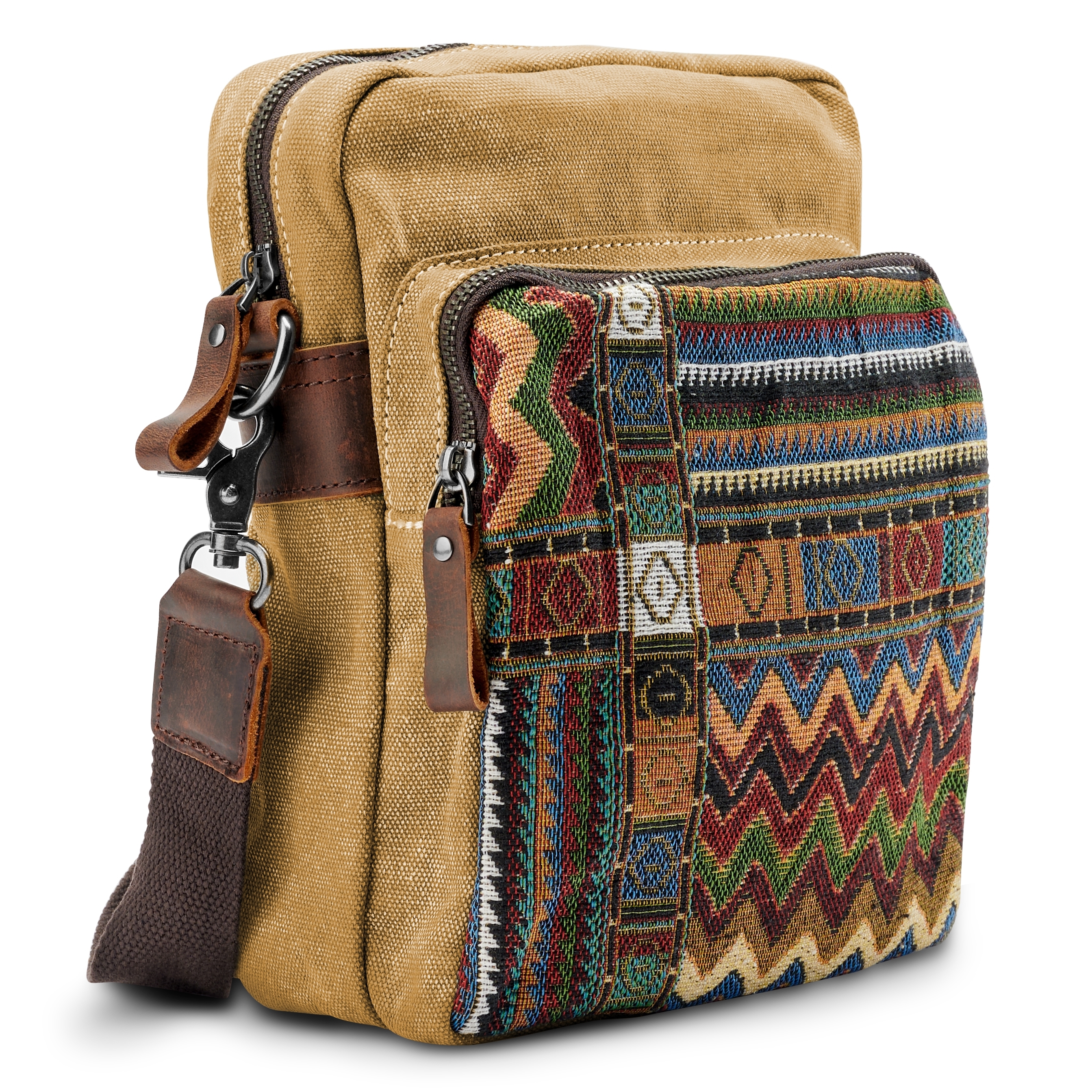 Retro Tan Bohemian Canvas Shoulder Bag - 3