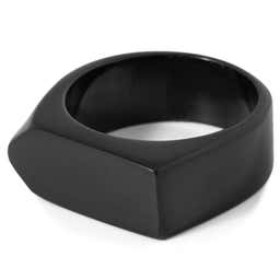 Black Stainless Steel Asymmetrical Signet Ring