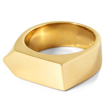 Gold-Tone Asymmetrical Signet Ring