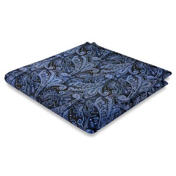 Navy & Light Blue Paisley Pattern Silk Pocket Square Navy & Light Blue Paisley Pattern Silk Pocket Square