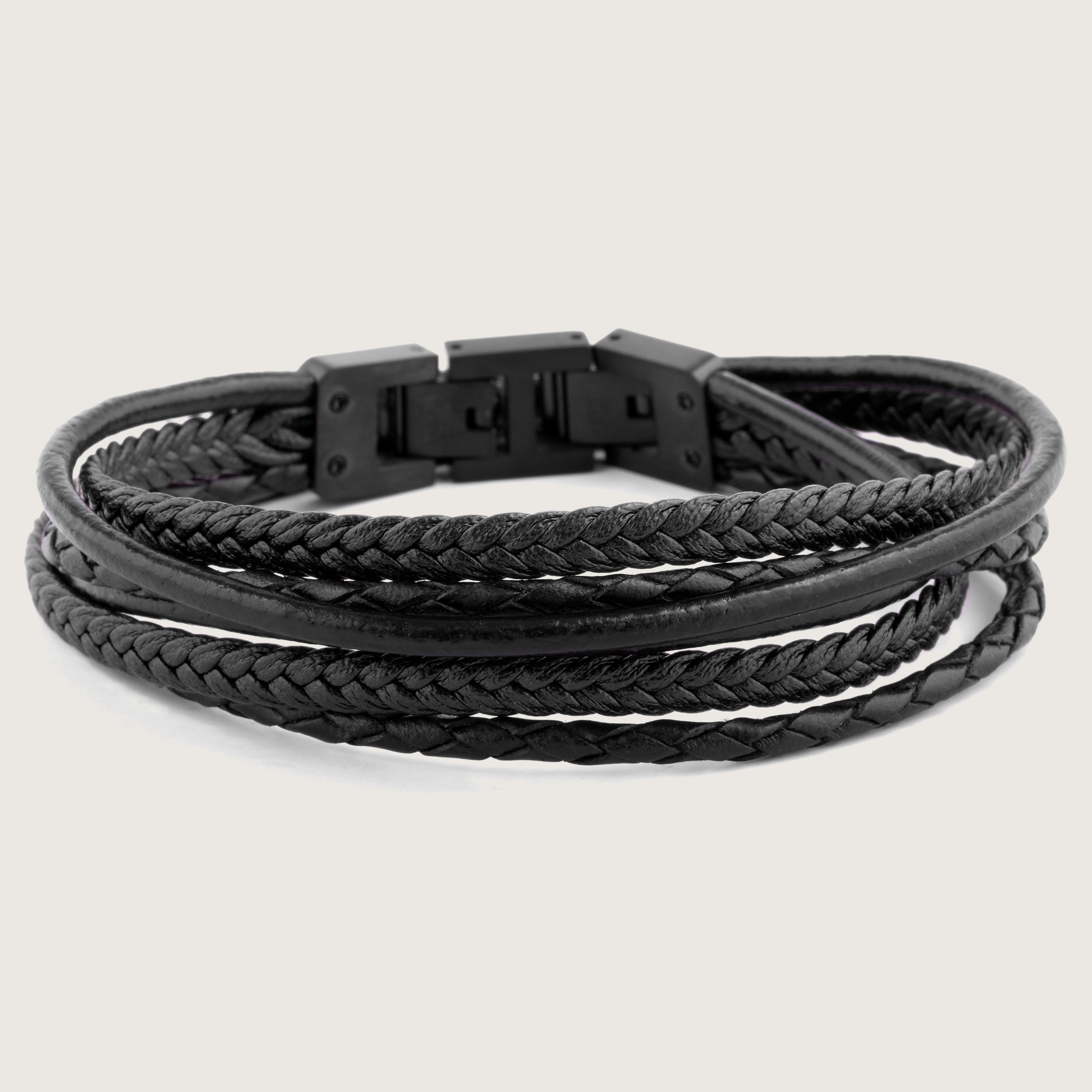 ブレスレット ROMANTINUER SN172 Leather Chain Bracelet Amazon.com: Stainless Steel Polished ID and Black Leather