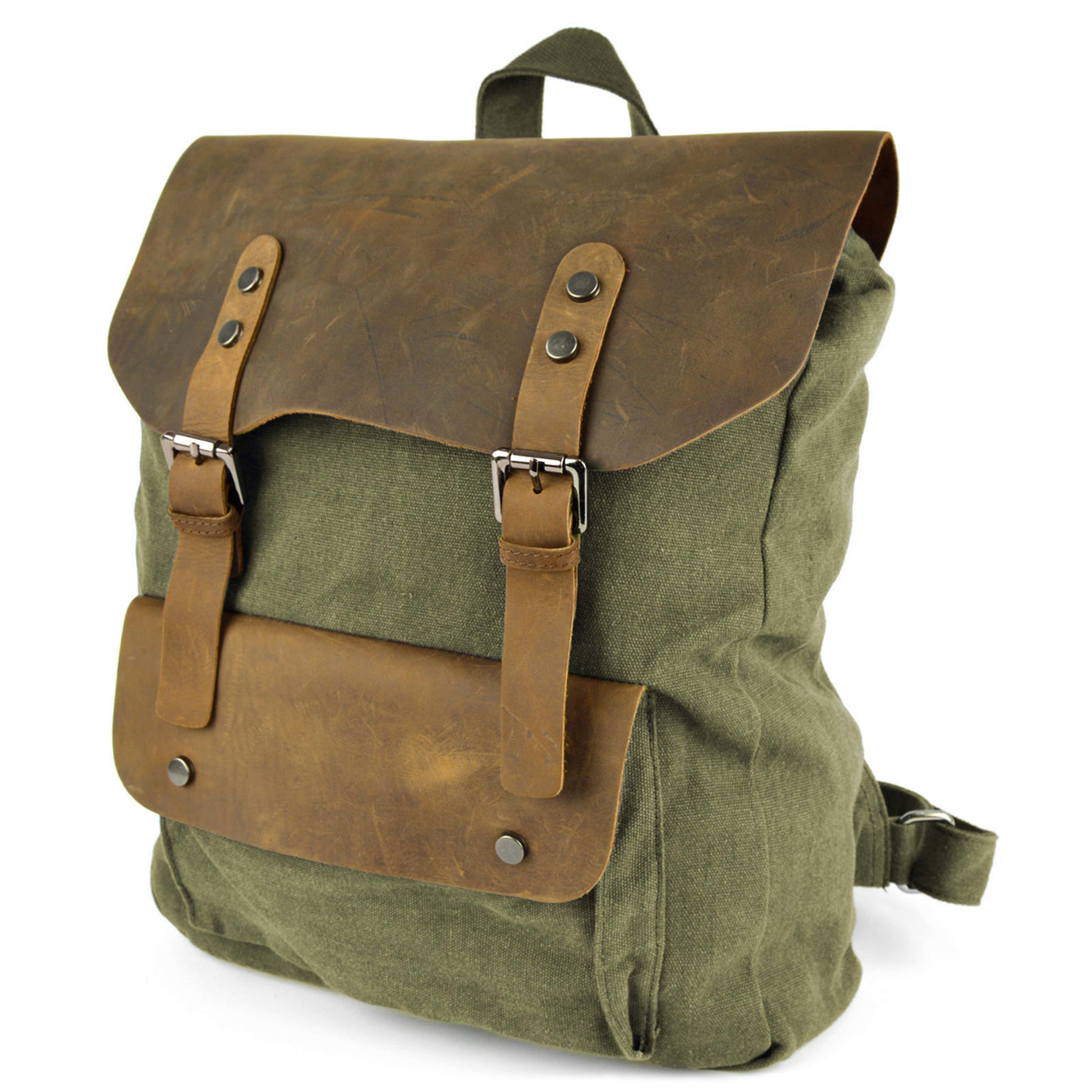 Green Canvas Pull-up Backpack