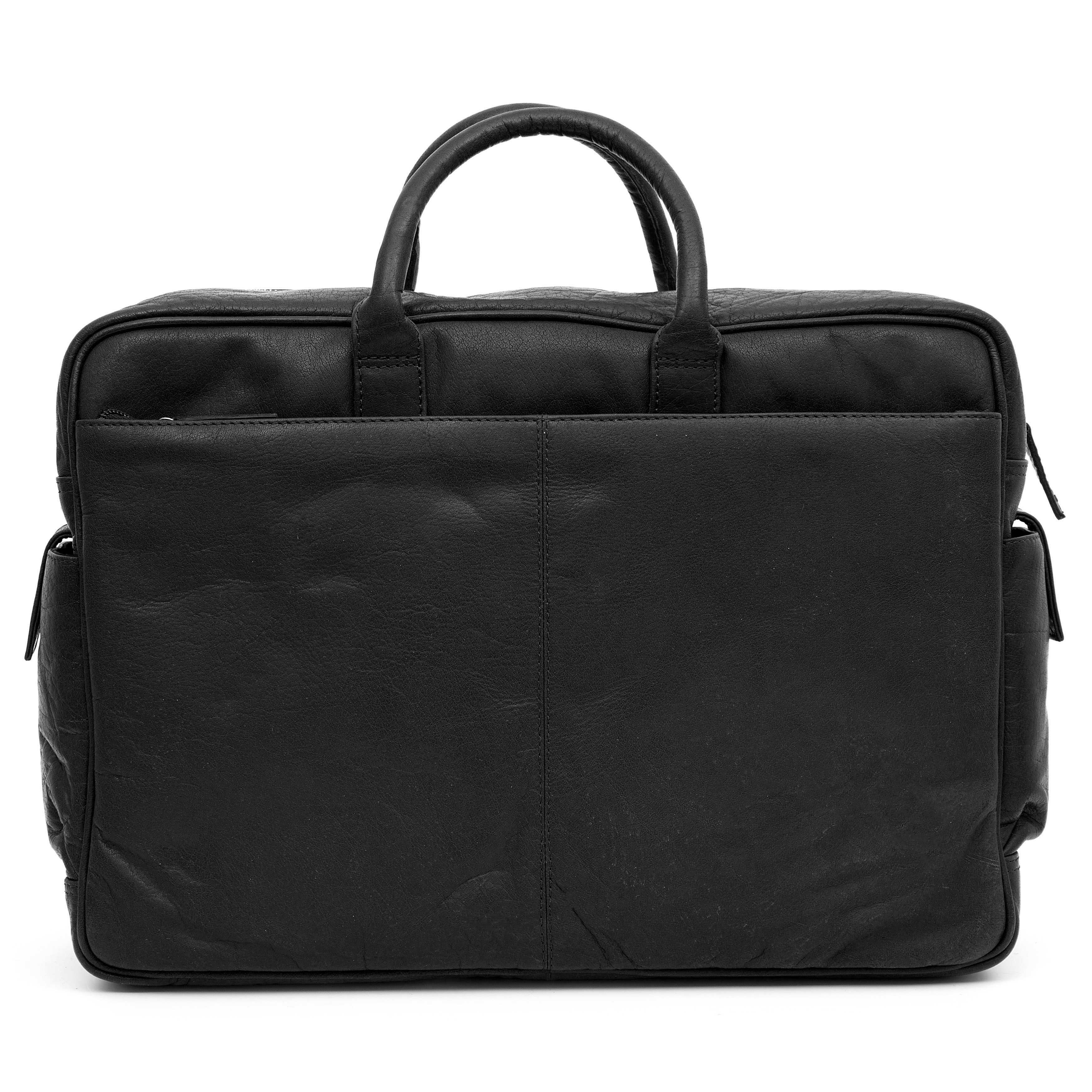 Montreal Schwarze Safari Leder Reisetasche - 5