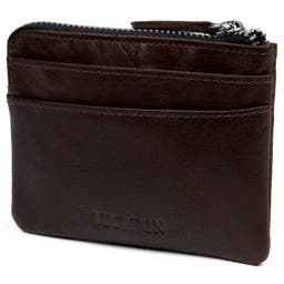 Montreal Zipped Brown RFID Leather Pouch