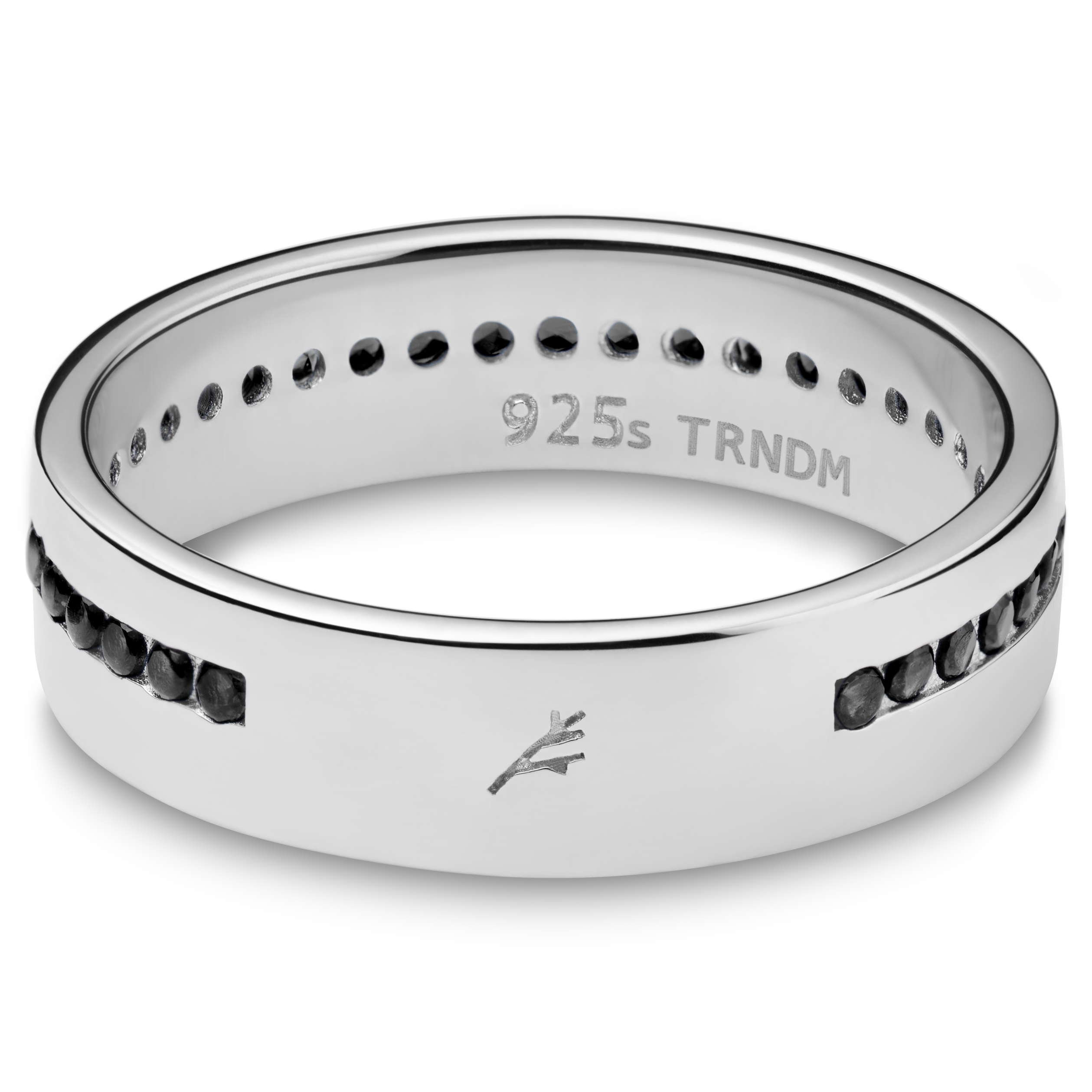 Adrian Ring aus 925er Sterlingsilber mit schwarzen Zirkonia-Steinen - 4