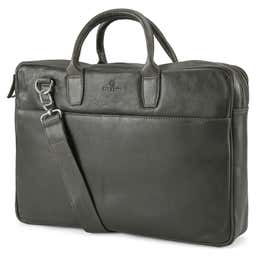 Licio | Executive Brown gray Double Zip Leather Bag