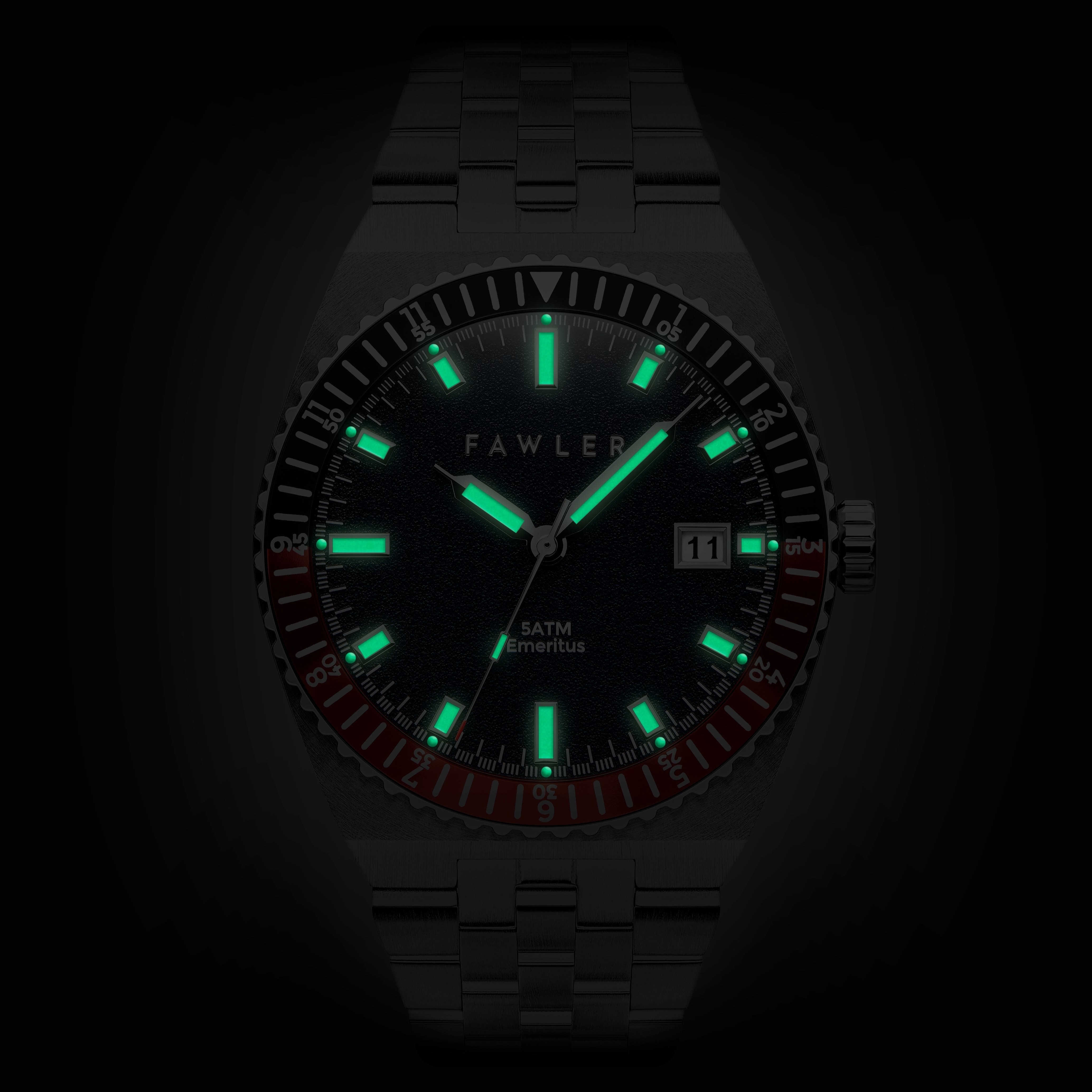 Emeritus | Стоманен часовник с черно-червен безел - 2