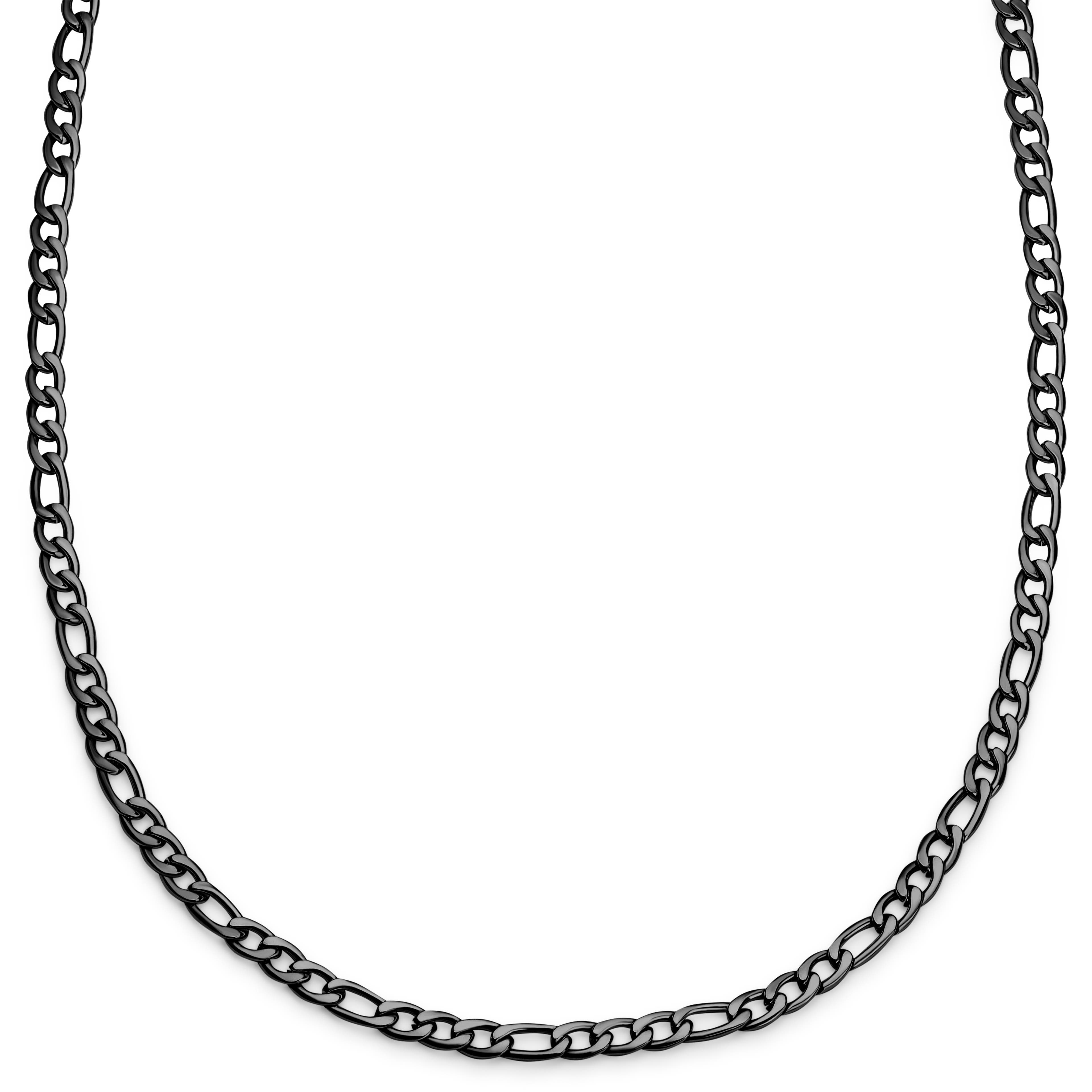 Essentials | Collier à chaîne Figaro gunmetal noir 6 mm Essentials | Collier à chaîne Figaro gunmetal noir 6 mm