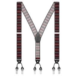 Vexel | Burgundy Checker-Patterned Suspenders