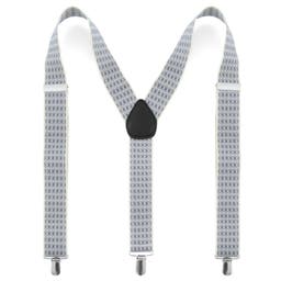 Deep Cream & Arctic Blue Diamond Pattern Suspenders