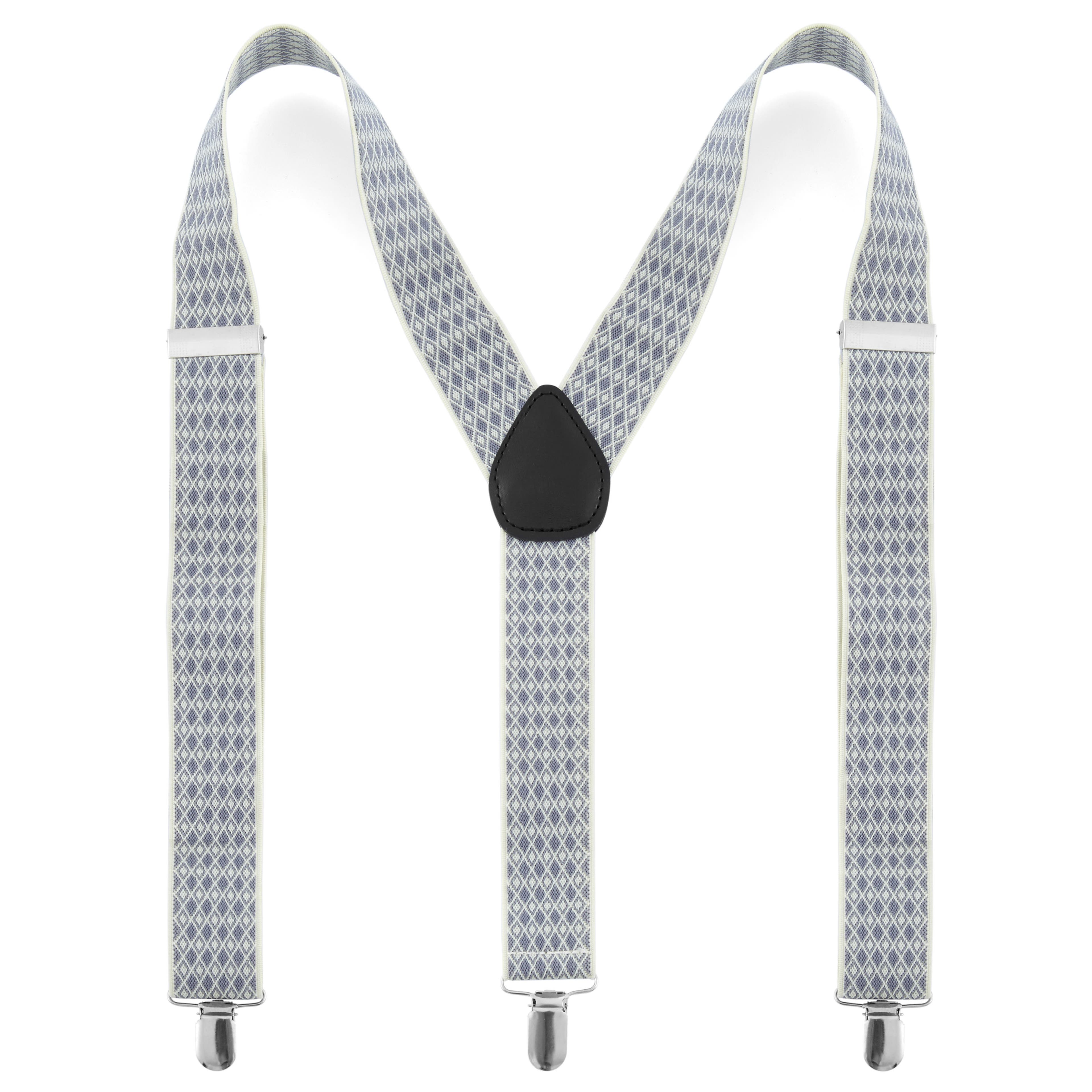 Lilac Cream Diamond Pattern Suspenders