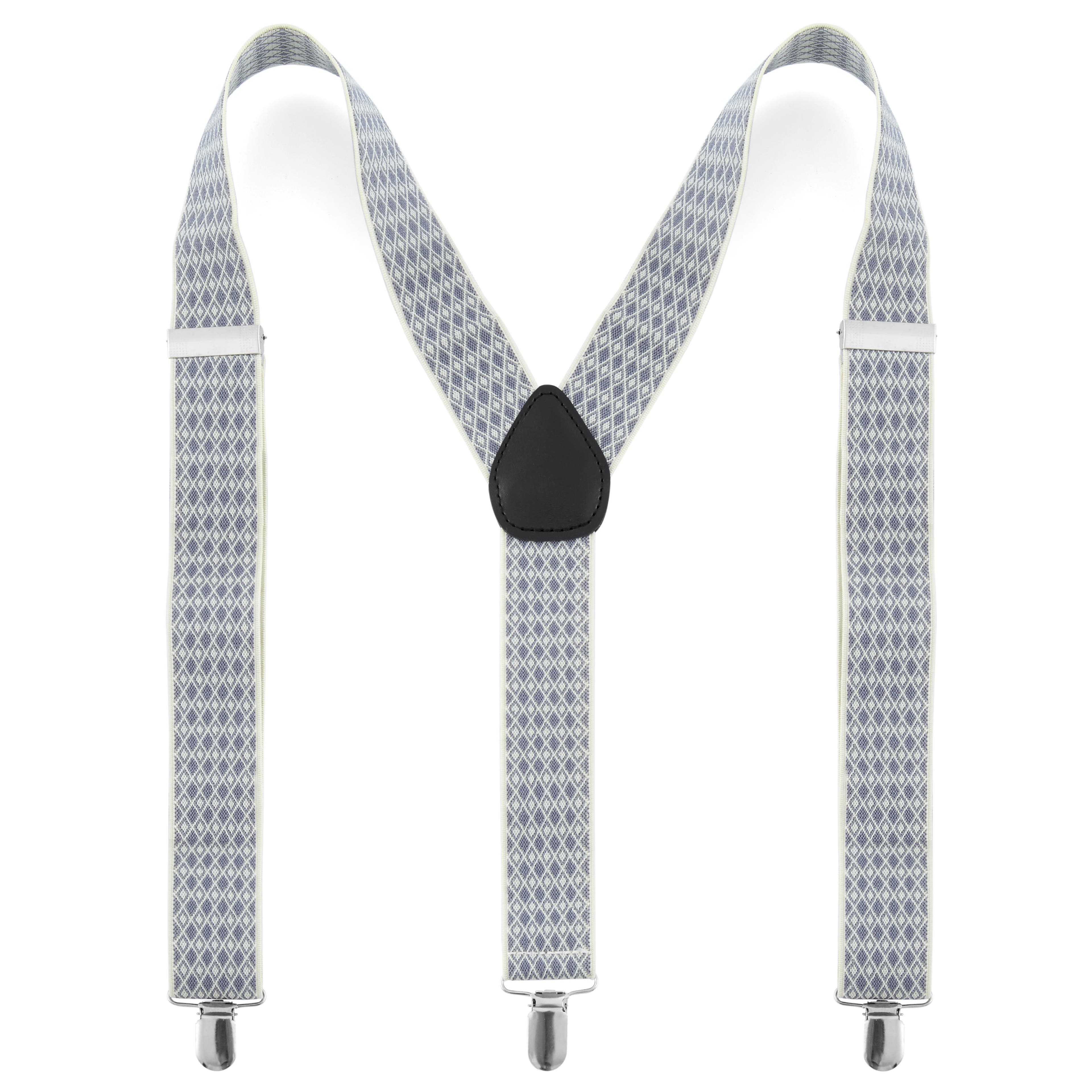 Lilac Cream Diamond Pattern Suspenders Lilac Cream Diamond Pattern Suspenders