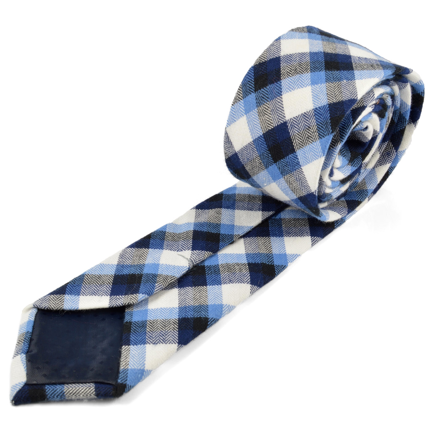 Blått Rutete Ullslips - 3