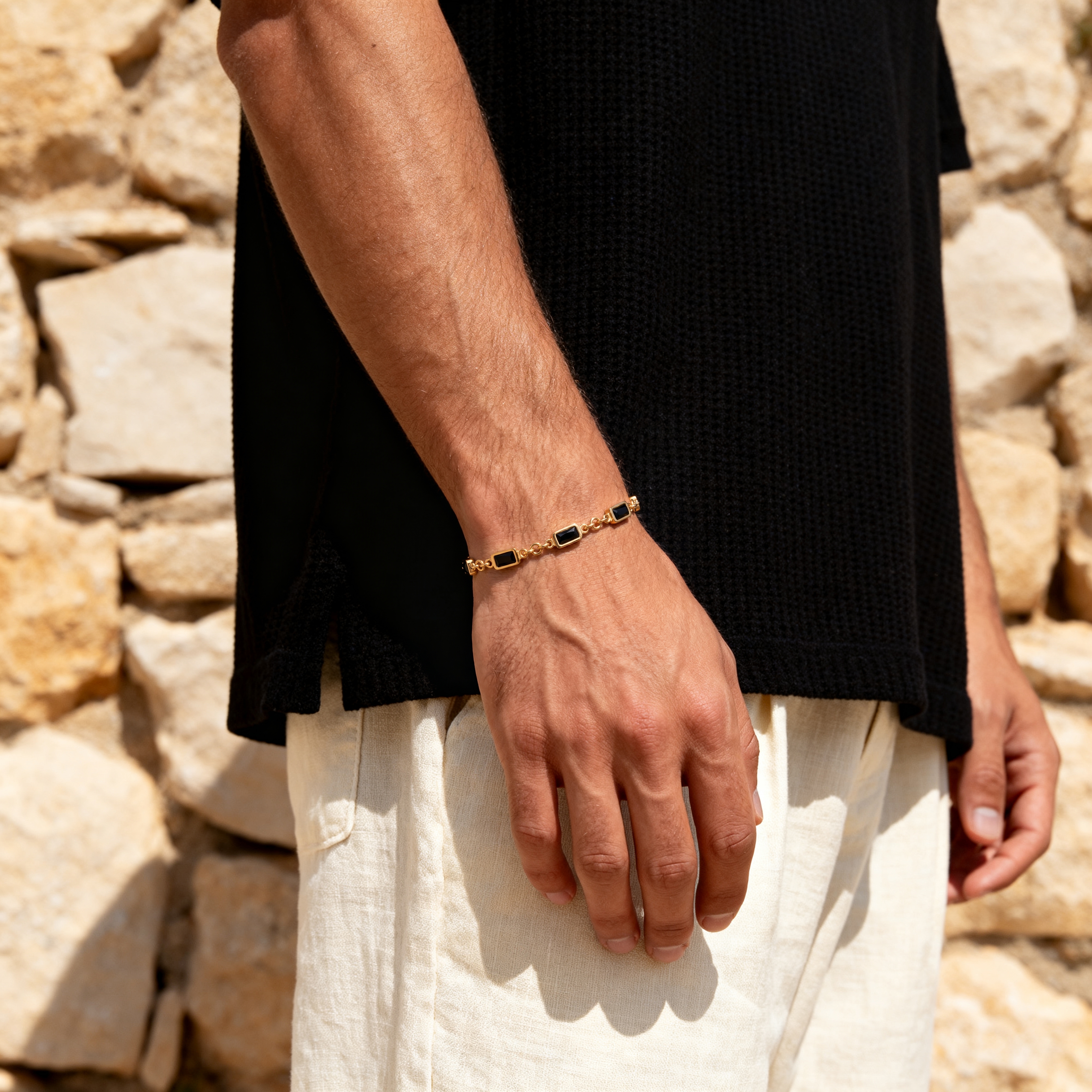 Prism | Sort Krystalglas & Guldtonet Armbånd - 4