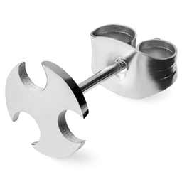 Silver-Tone Stainless Steel Gothic Cross Stud Earring