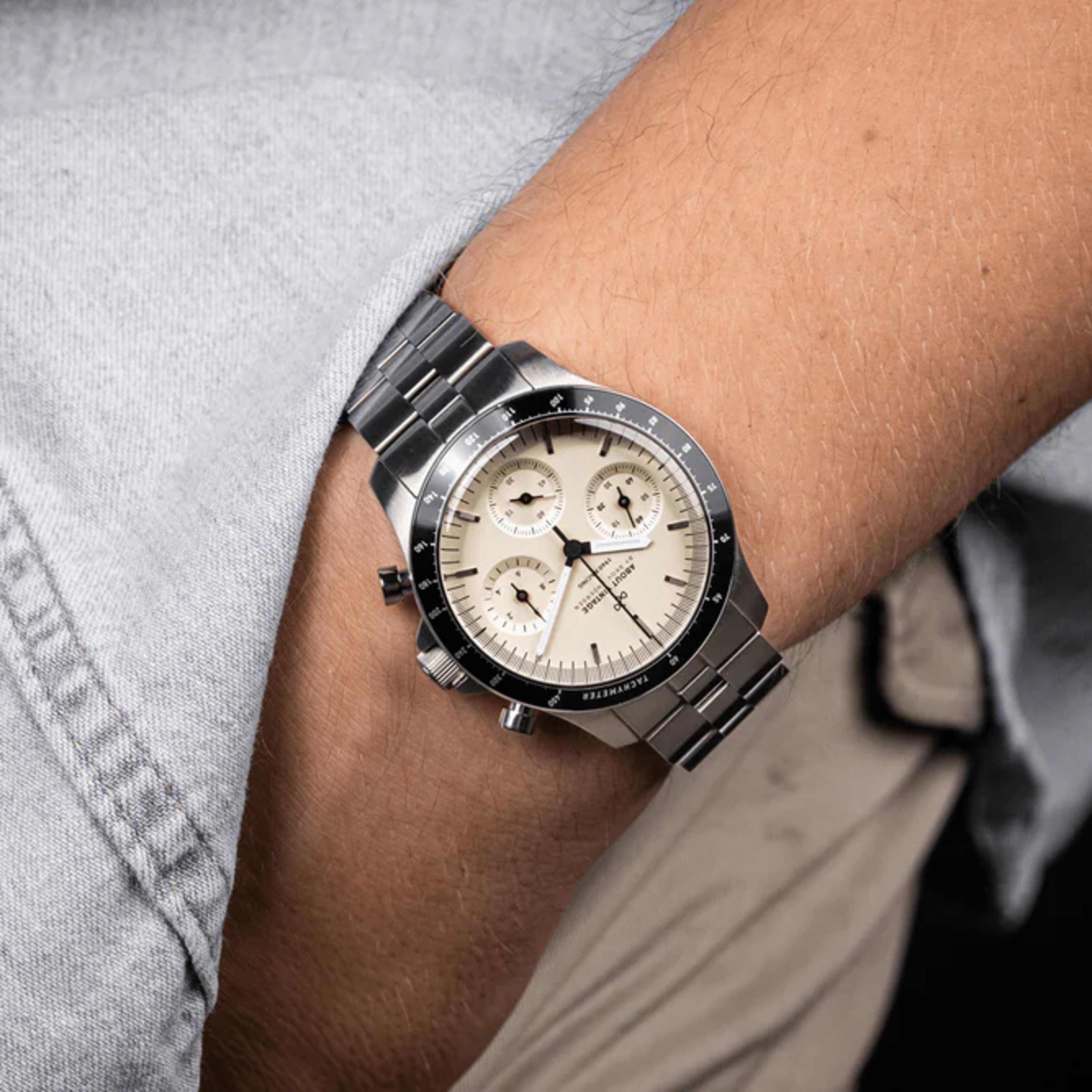 1960 Racing Chronograph | Stal chirurgiczna i złamana biel - 2