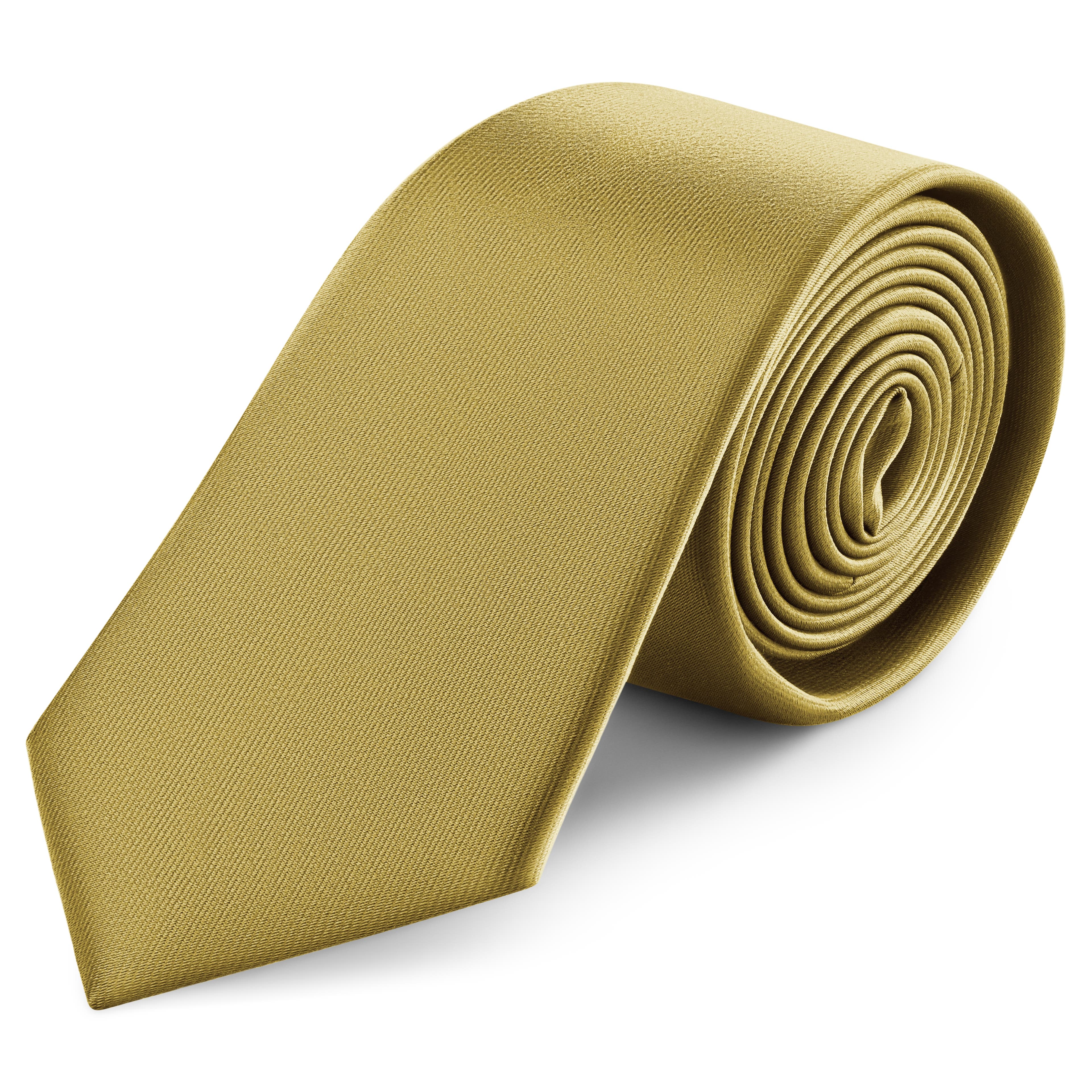 Corbata de satén amarillo mostaza de 8 cm
