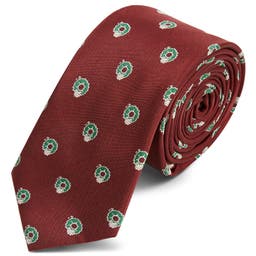 Burgundi vörös, koszorúmintás nyakkendő