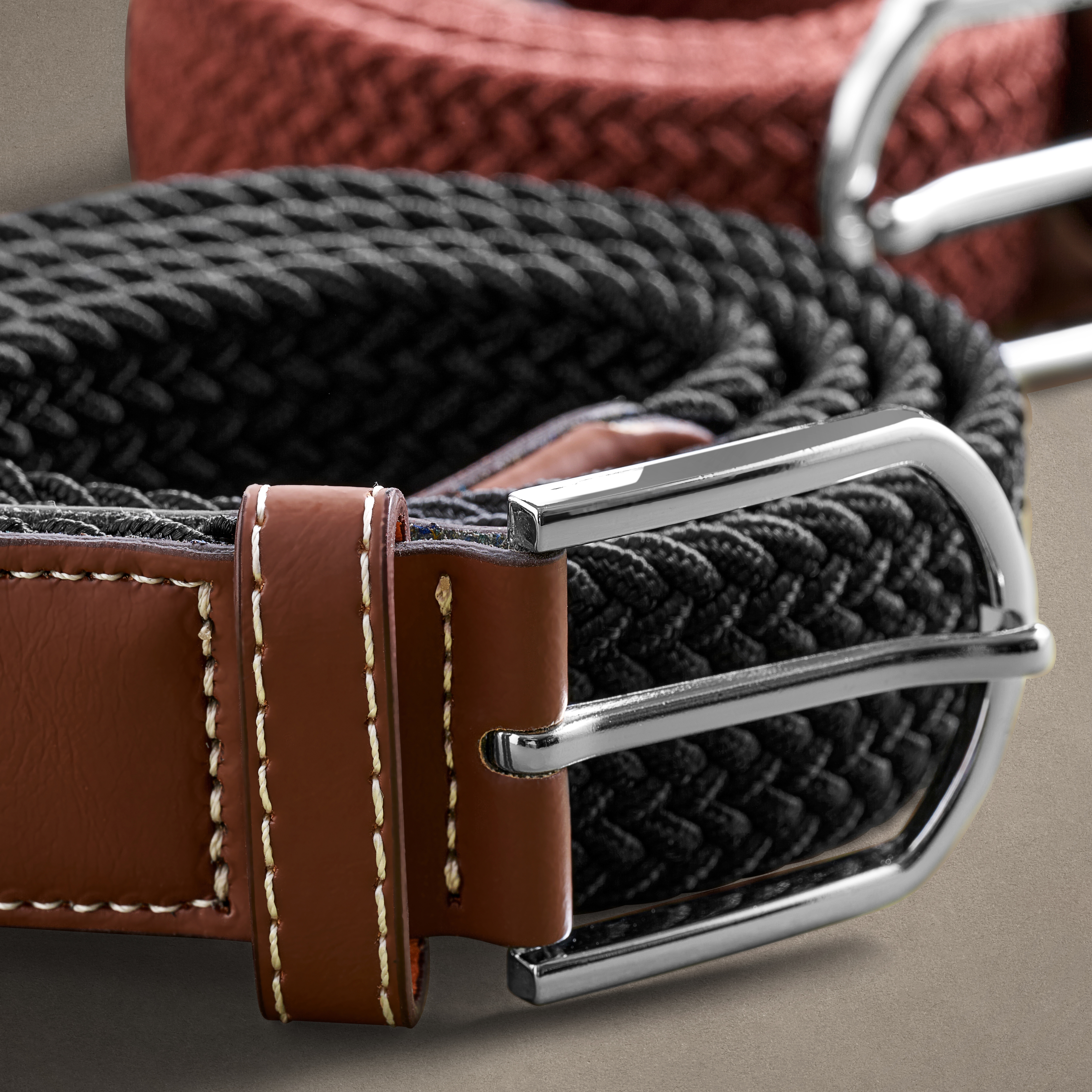 Coffret-cadeau pour homme L'Essentiel - Ceintures élastiques marron et noir - 4