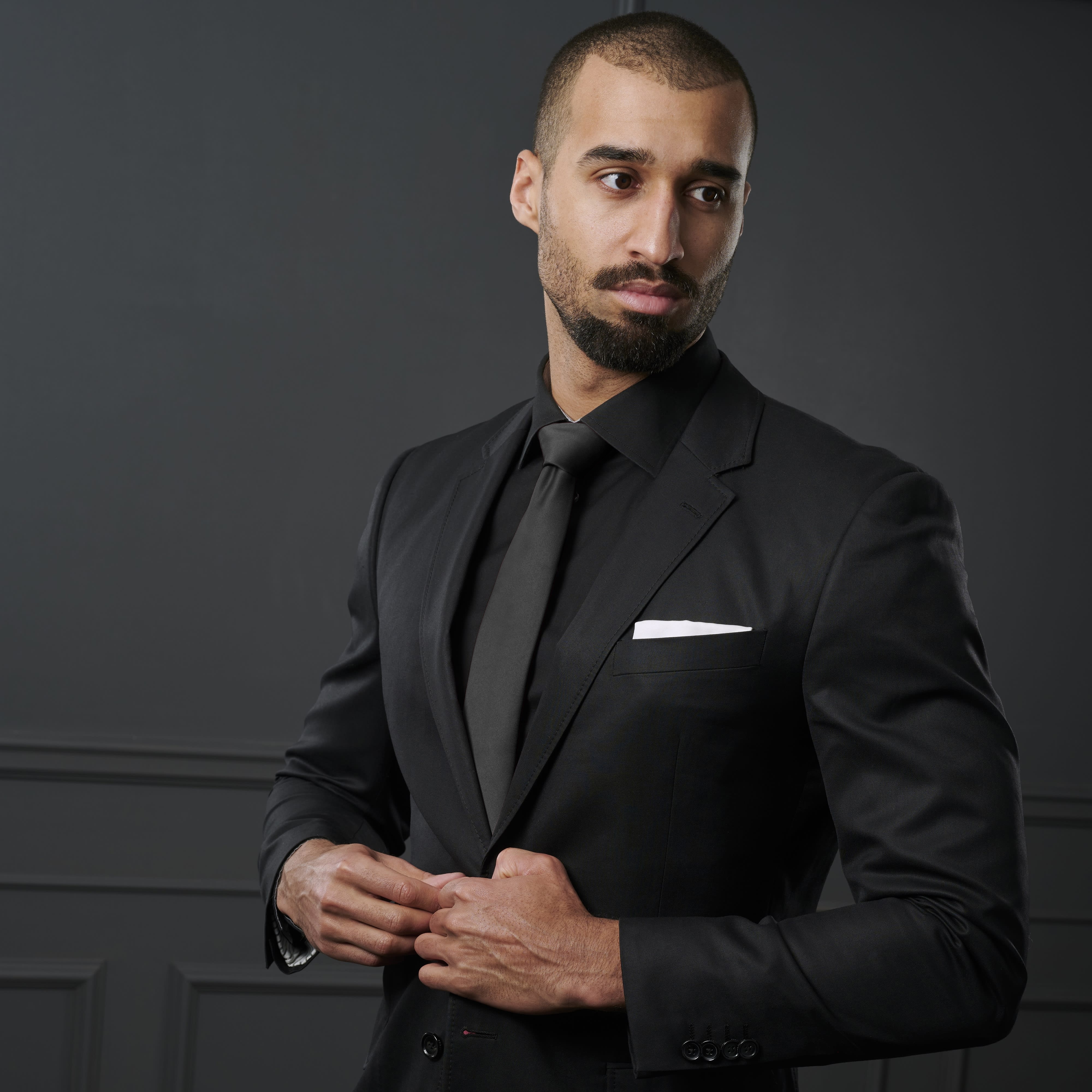 Basic Wide & Long Black Polyester Tie - 4