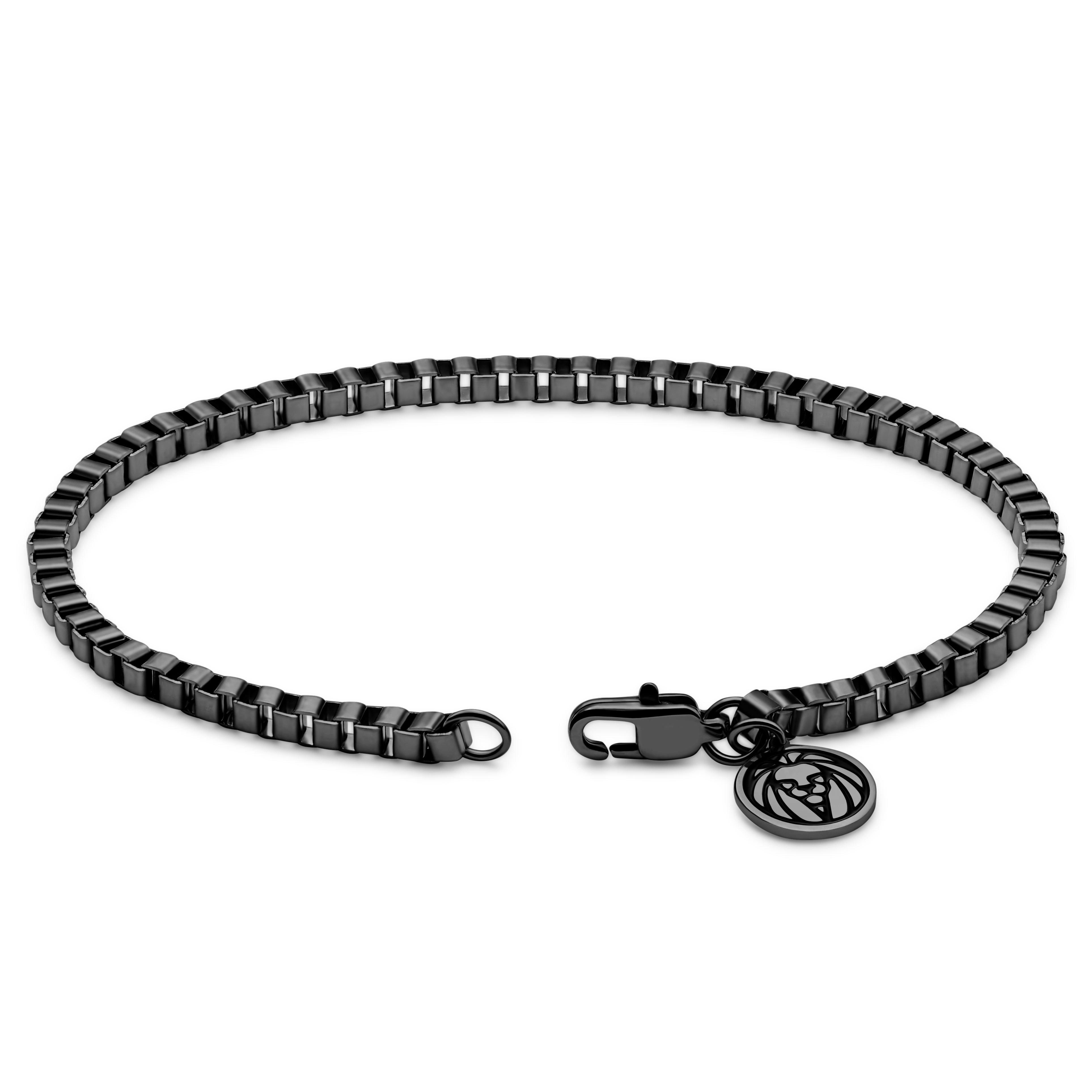 Essentials | 3 mm Gunmetal Schwarzes Quadratisches Box Kettenarmband - 3