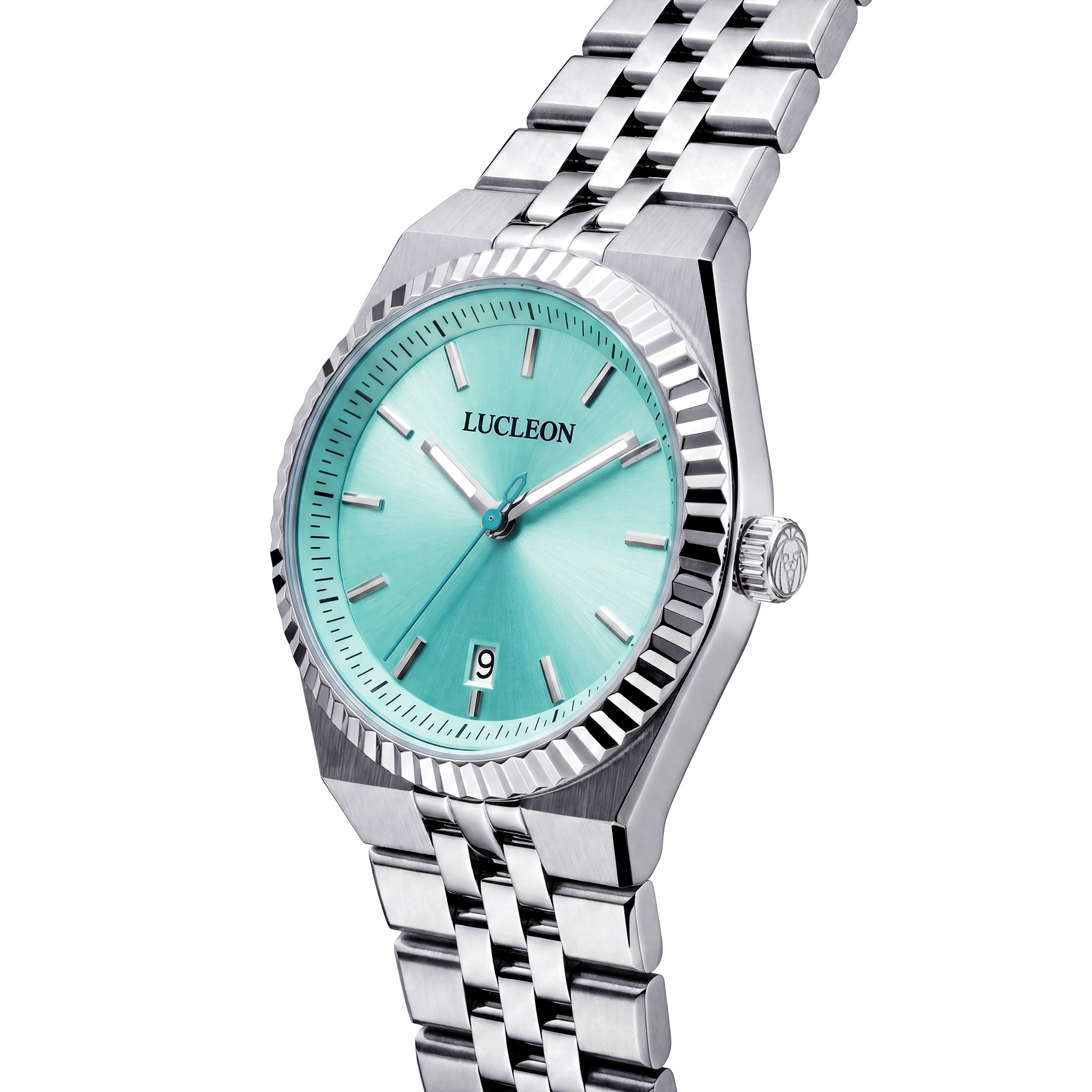 Flute | Silver-tone Stainless Steel Watch with Light Blue Sunray Dial and Jubilee Strap - 7