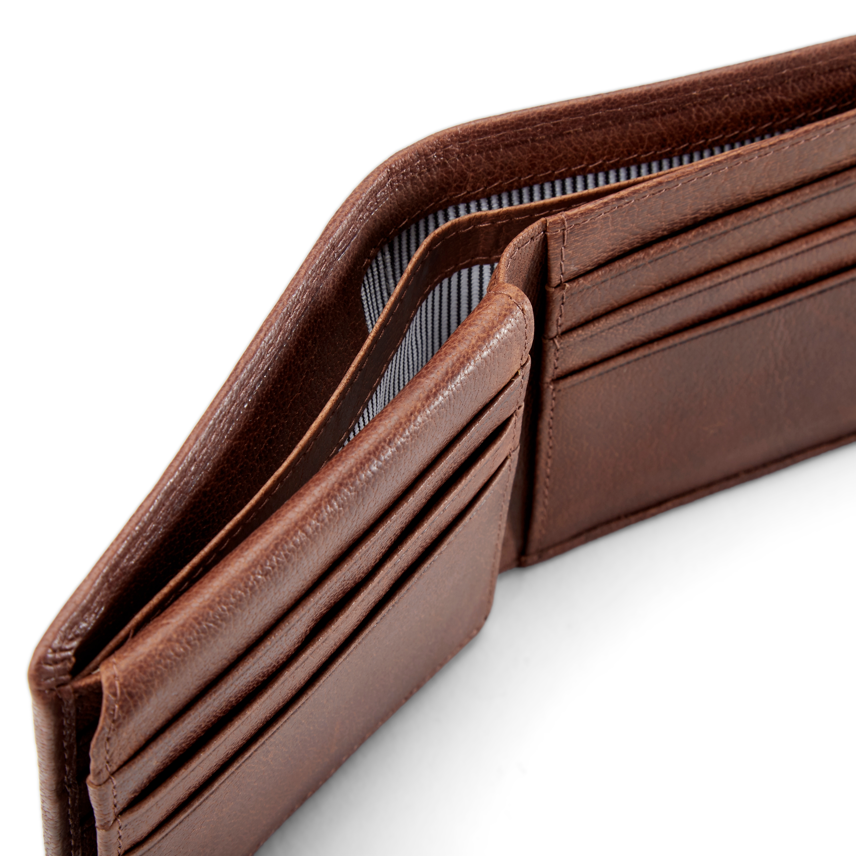 Cartera de doble pliegue de cuero canela California - 6
