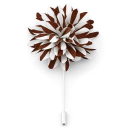 White & Brown Lapel Flower