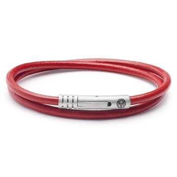 Collins | Simple Red Leather Wrap Around Cord Bracelet