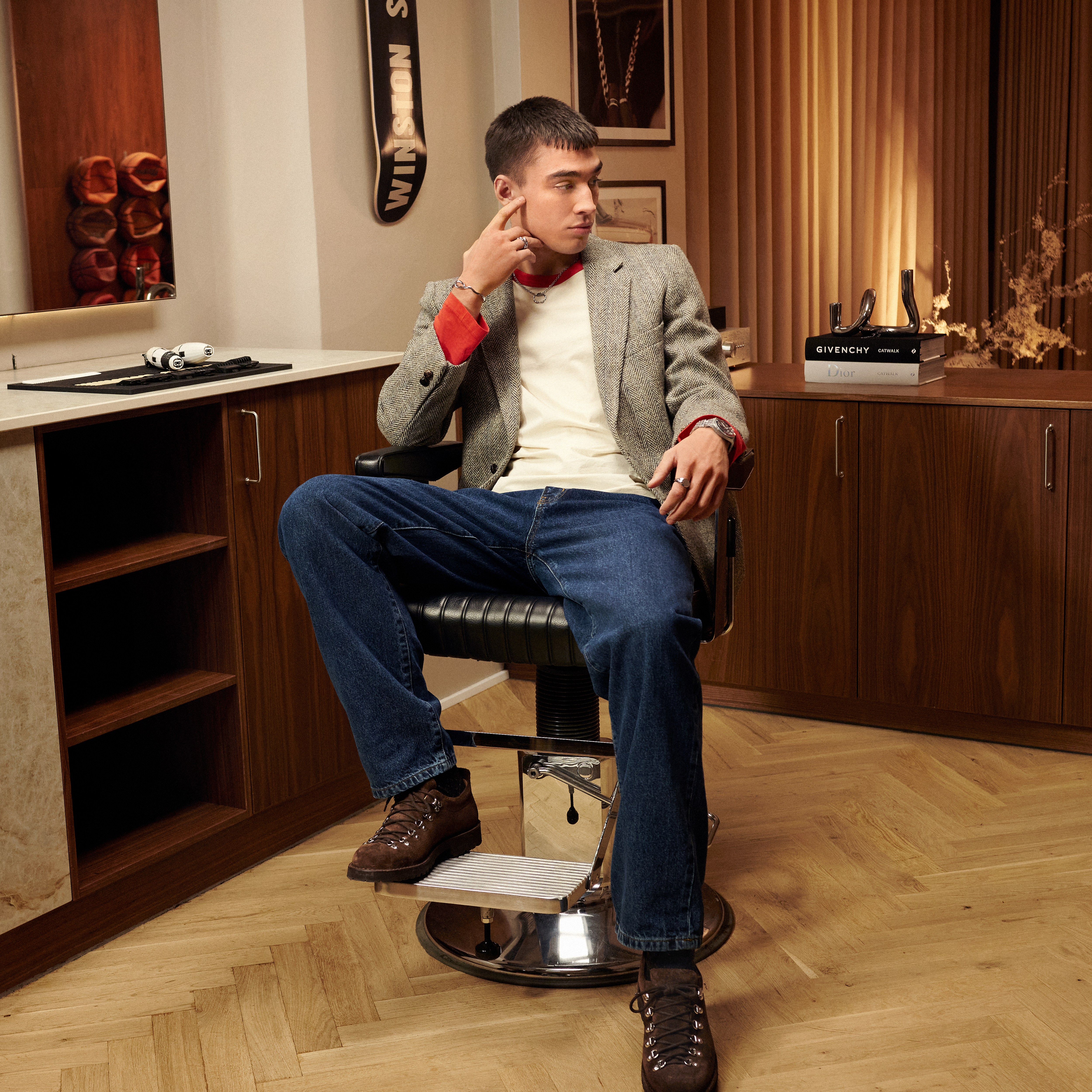 Magma | Verižica iz nerjavečega jekla srebrne barve z valovitim obročkom, širina 4mm
 - 4