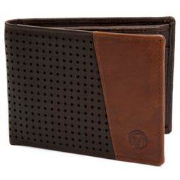 Kasztanowo-brązowy skórzany dziurkowany portfel RFID Montreal