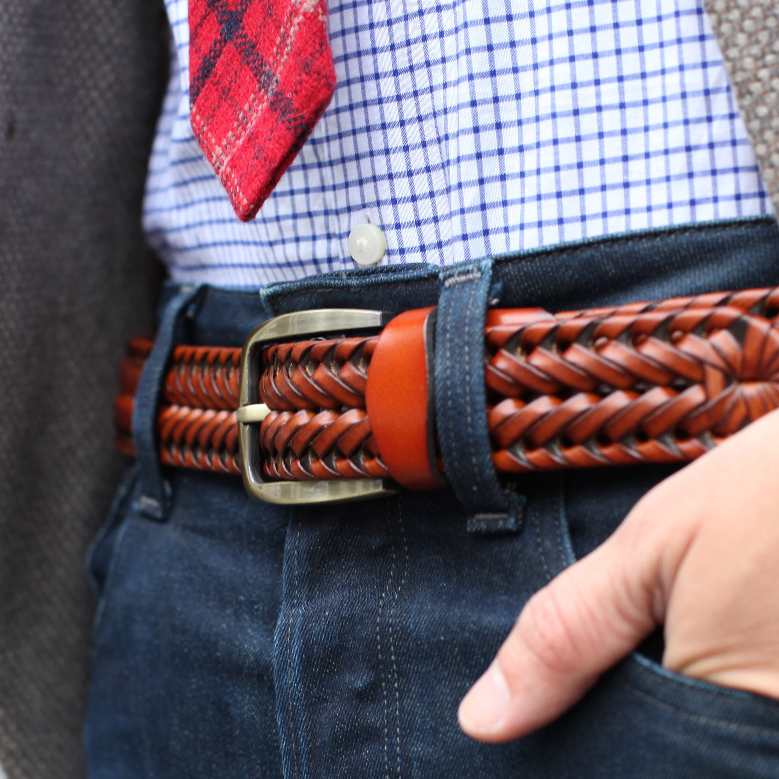 Cinturón trenzado coñac - 4