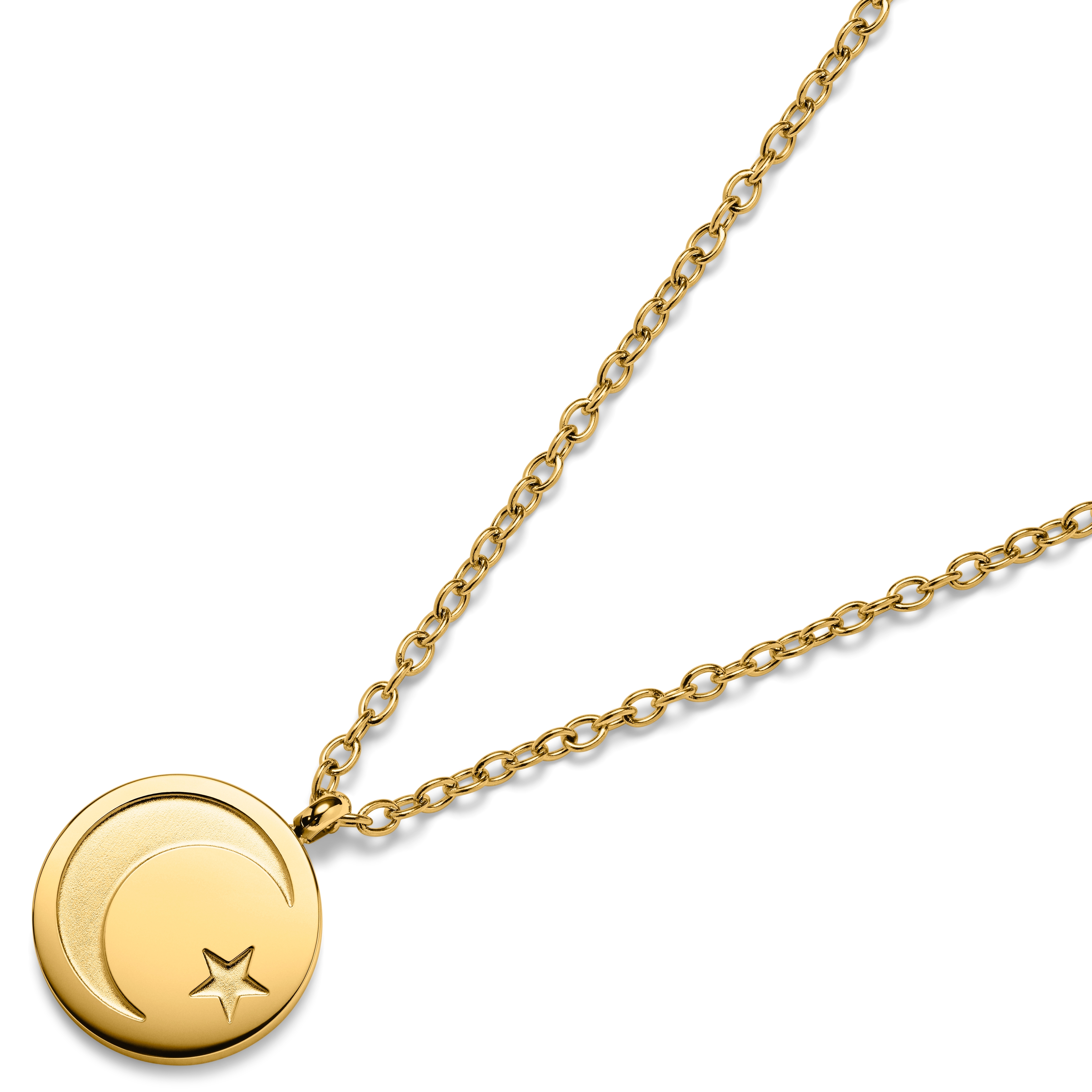 Unity | Gold-tone Star and Crescent Circle Necklace - 4