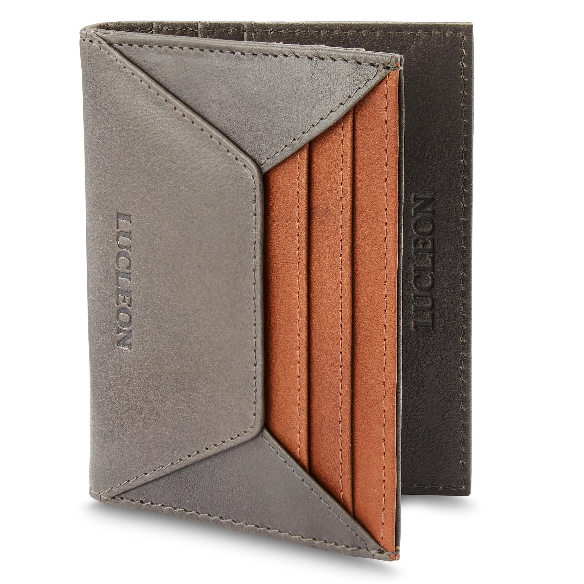 Lincoln Grey Tan Leather RFID Blocking Card Holder In Stock Lincoln grey tan leather rfid blocking card holder in stock