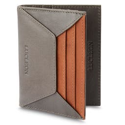 Loren Grey & Tan Leather RFID-Blocking Card Holder