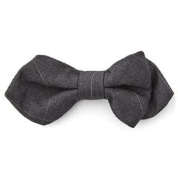 Dark Grey Chequered Pointy Bow Tie