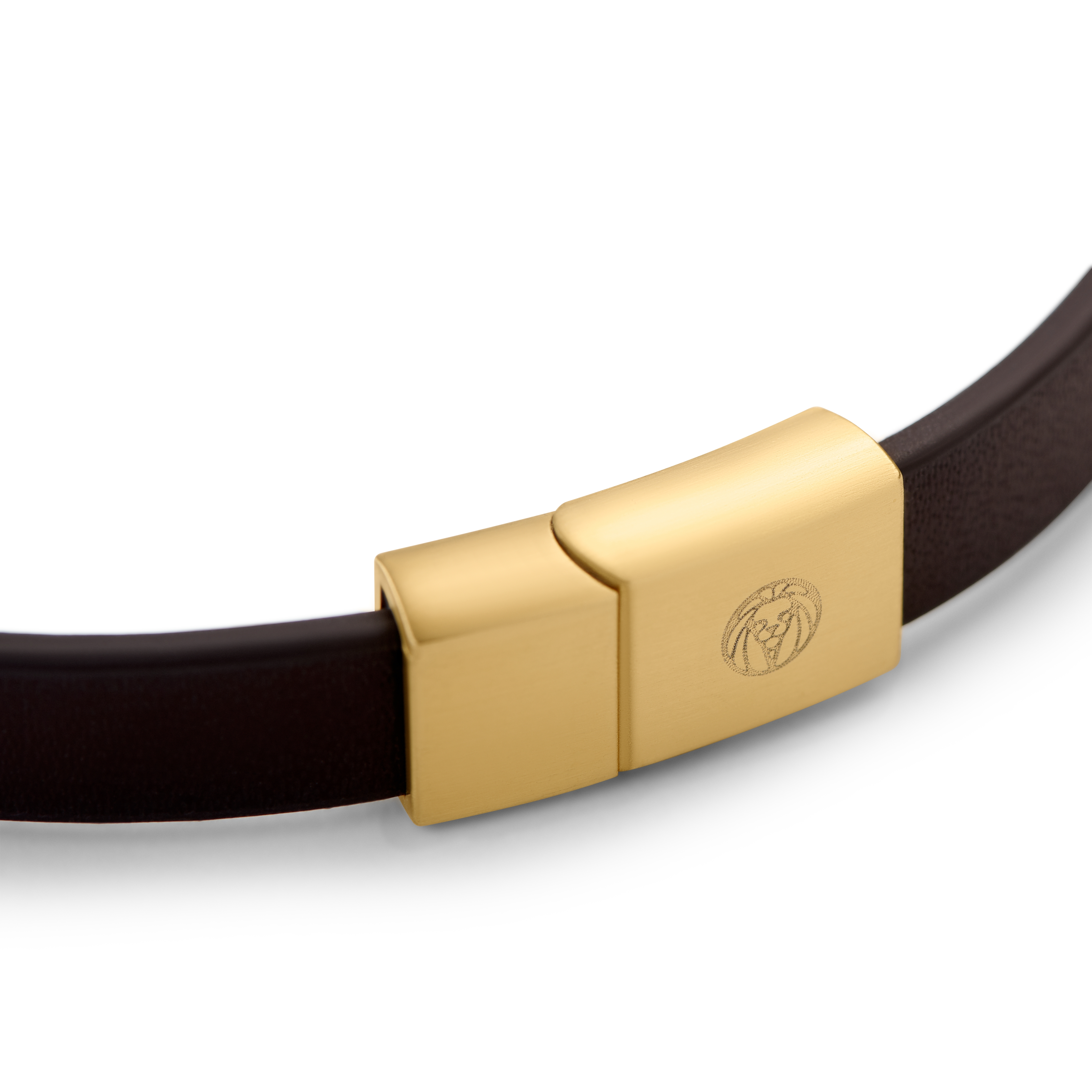 Nomen |  Bracelet en cuir brun avec plaque d'identification dorée - 6