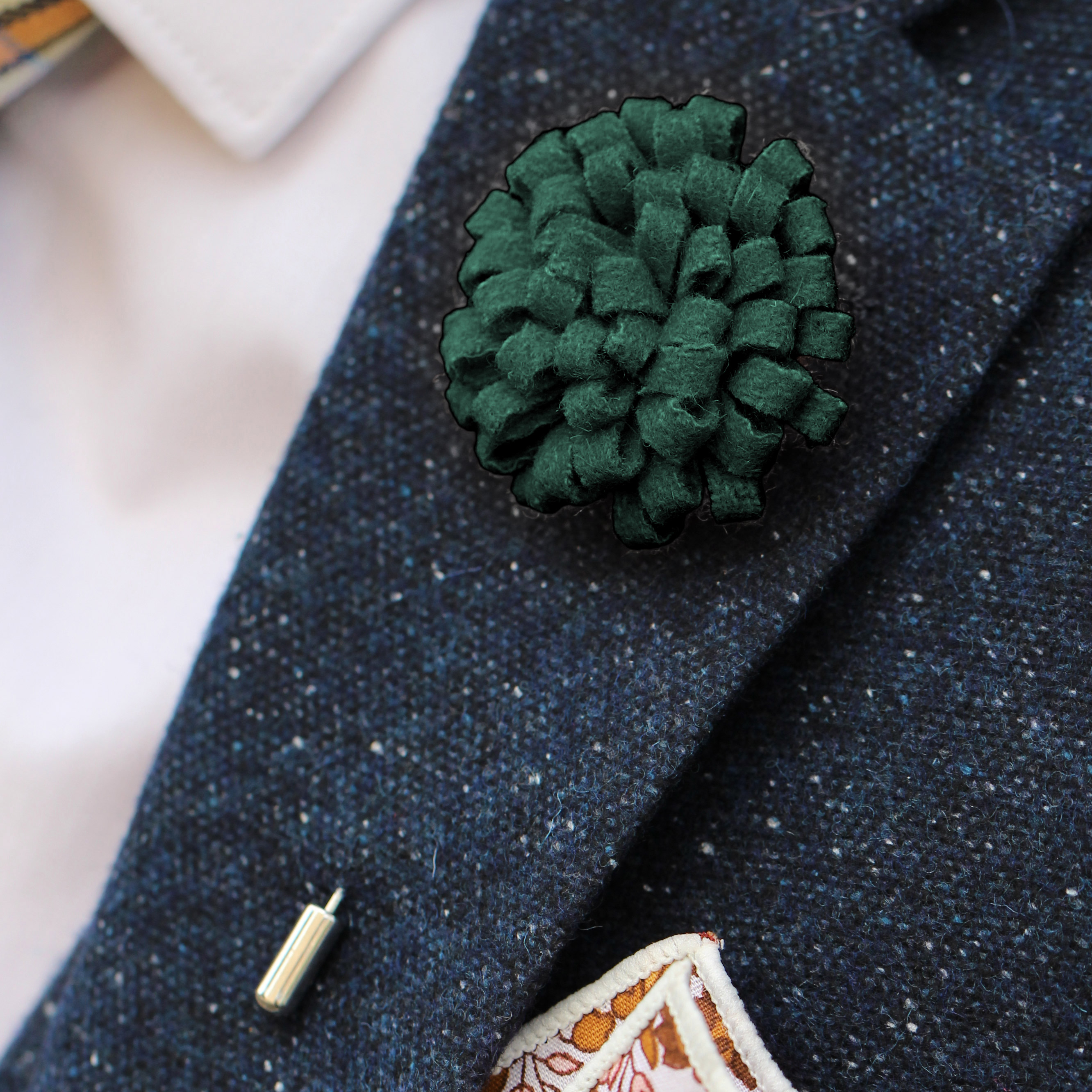 Jakkenål med Kreativ Mørkegrønn Blomst - 3