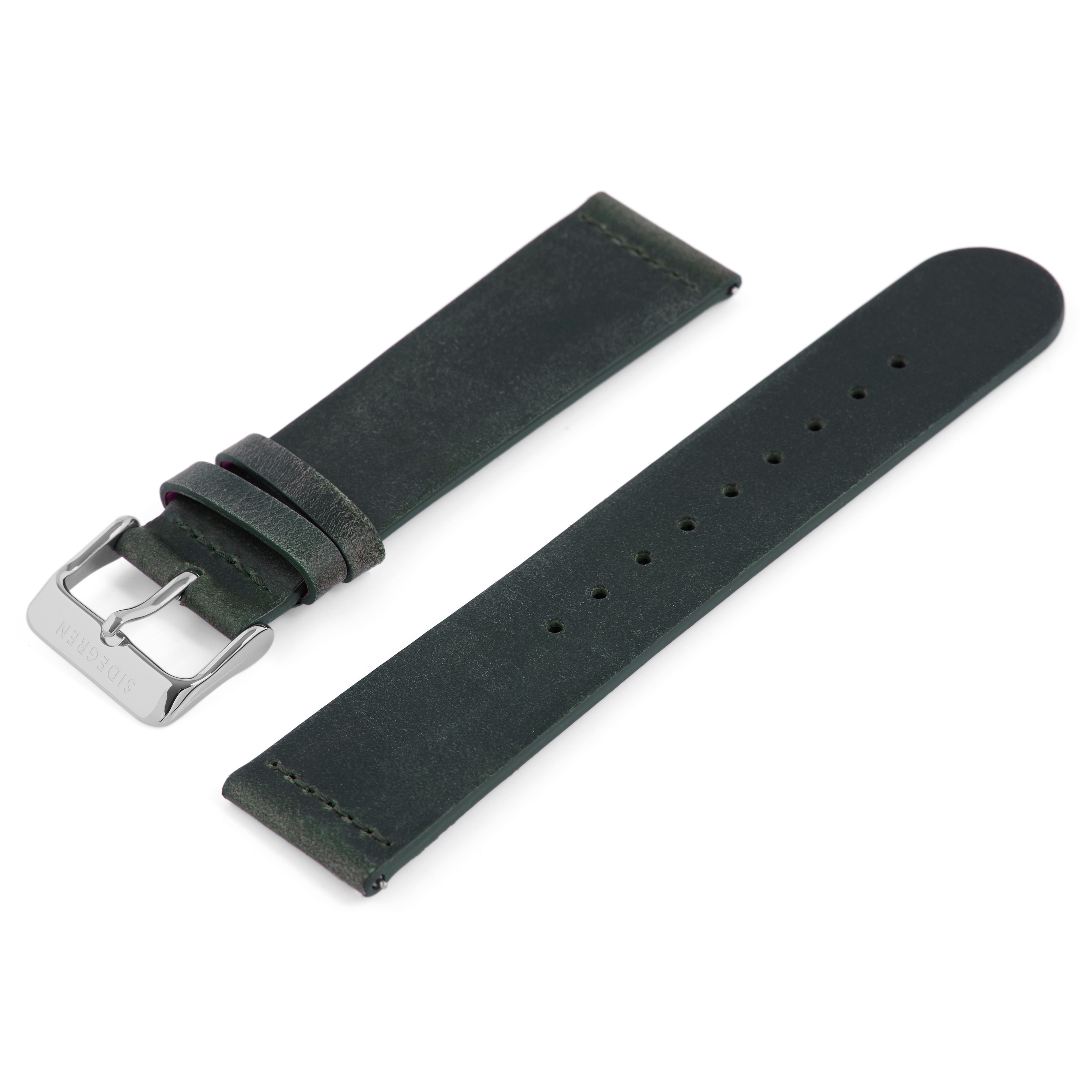 Metsänvihreä kellon ranneke hopeanvärisellä soljella - 2