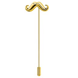 Gold-Tone Moustache Lapel Pin