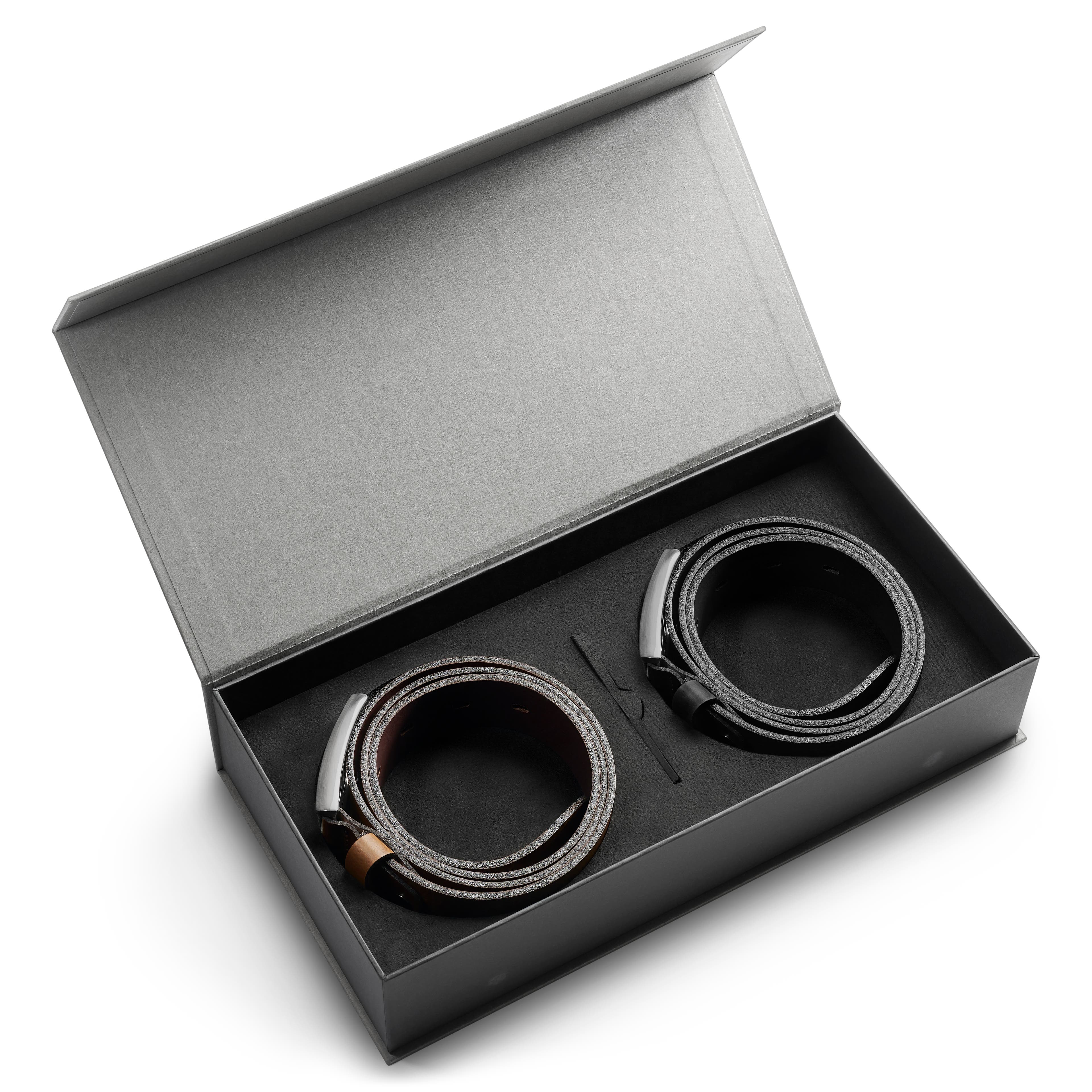 Black & Brown Italian Leather Belt Gift Box Black & Brown Italian Leather Belt Gift Box